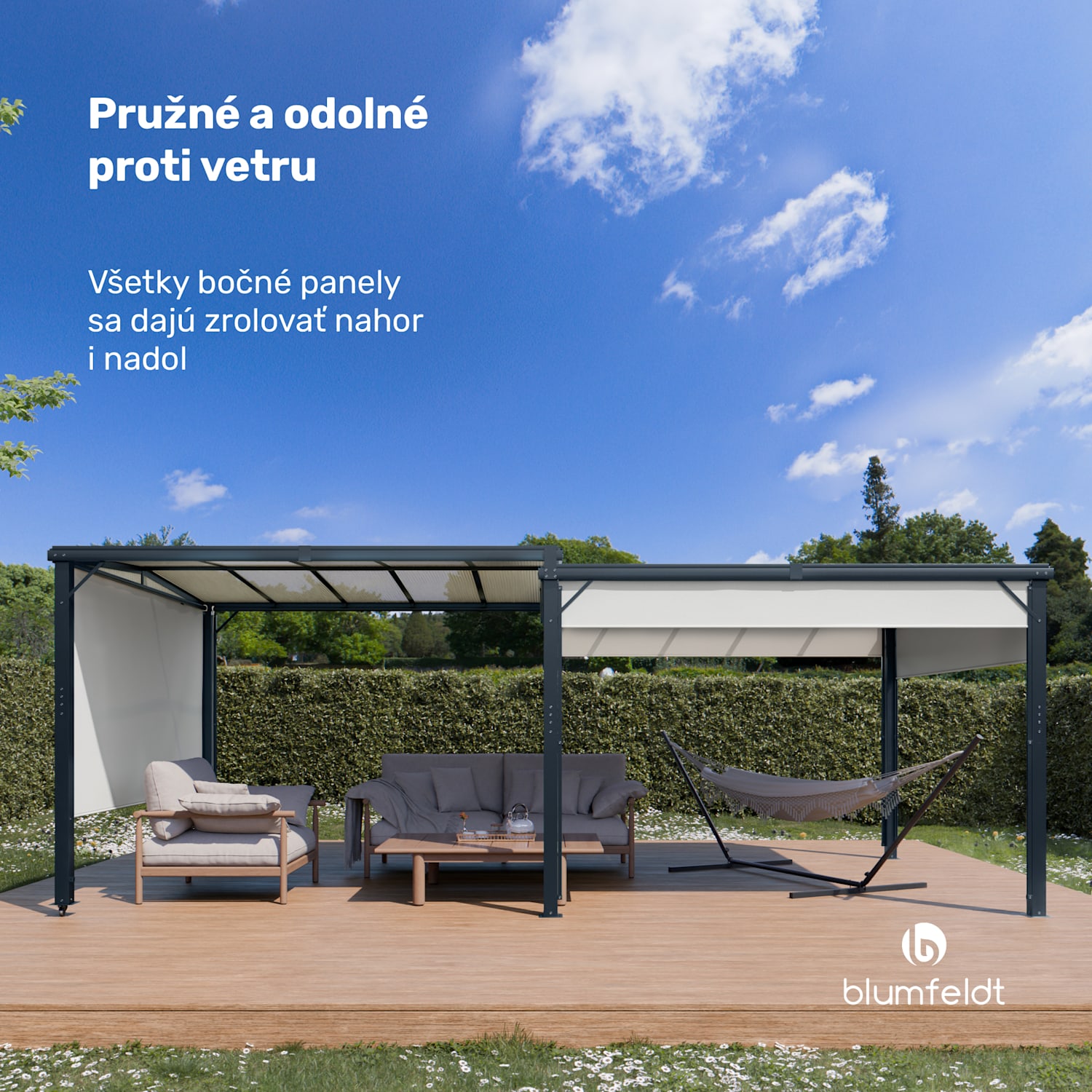 Pantheon Cortina Solid Sky Expand záhradný altánok 3x6, odolný voči poveternostným vplyvom, rozťahovací 