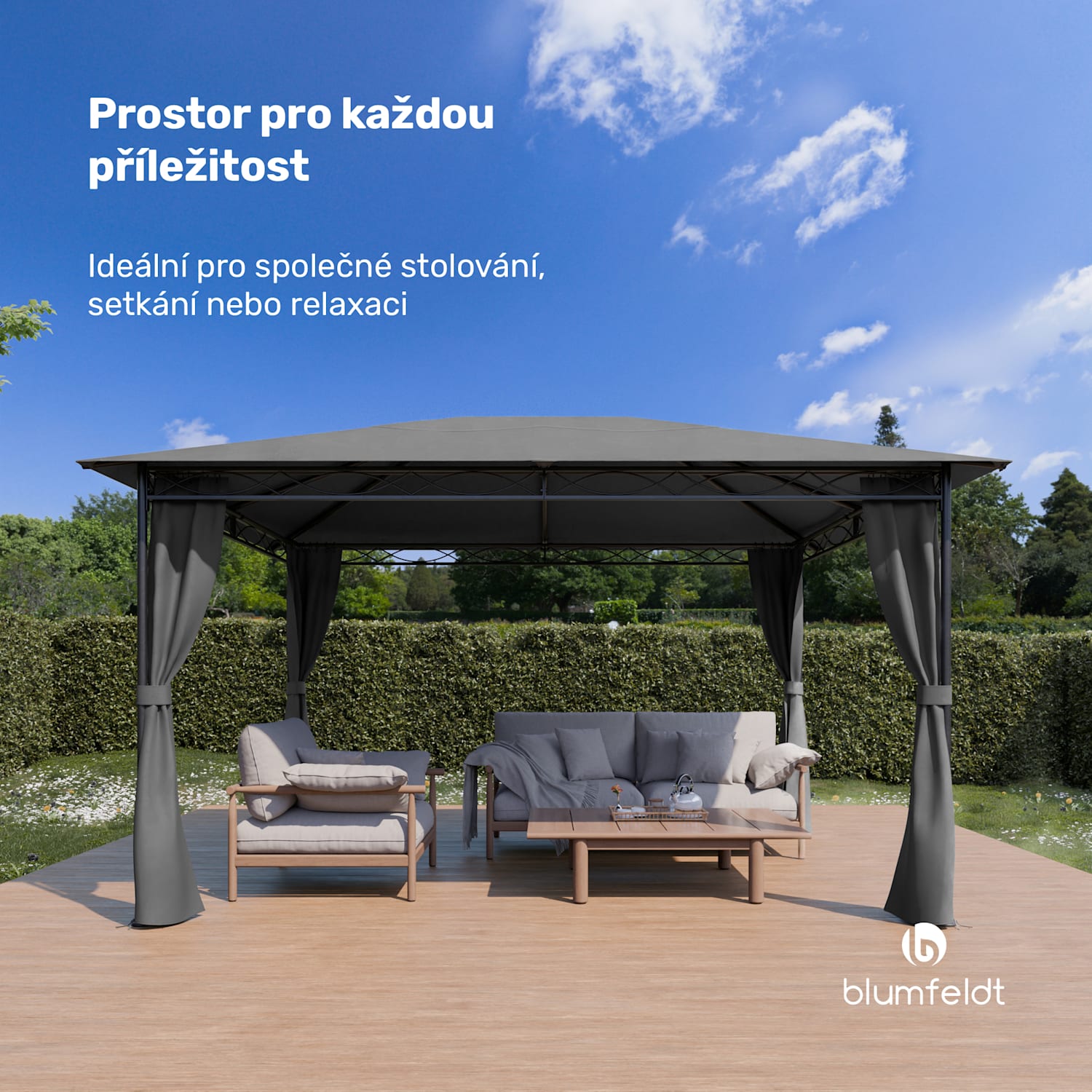 Mondo 3x4 altán s kovovým rámem a 4 bočními stěnami 3 x 4 m | Tmavě šedá