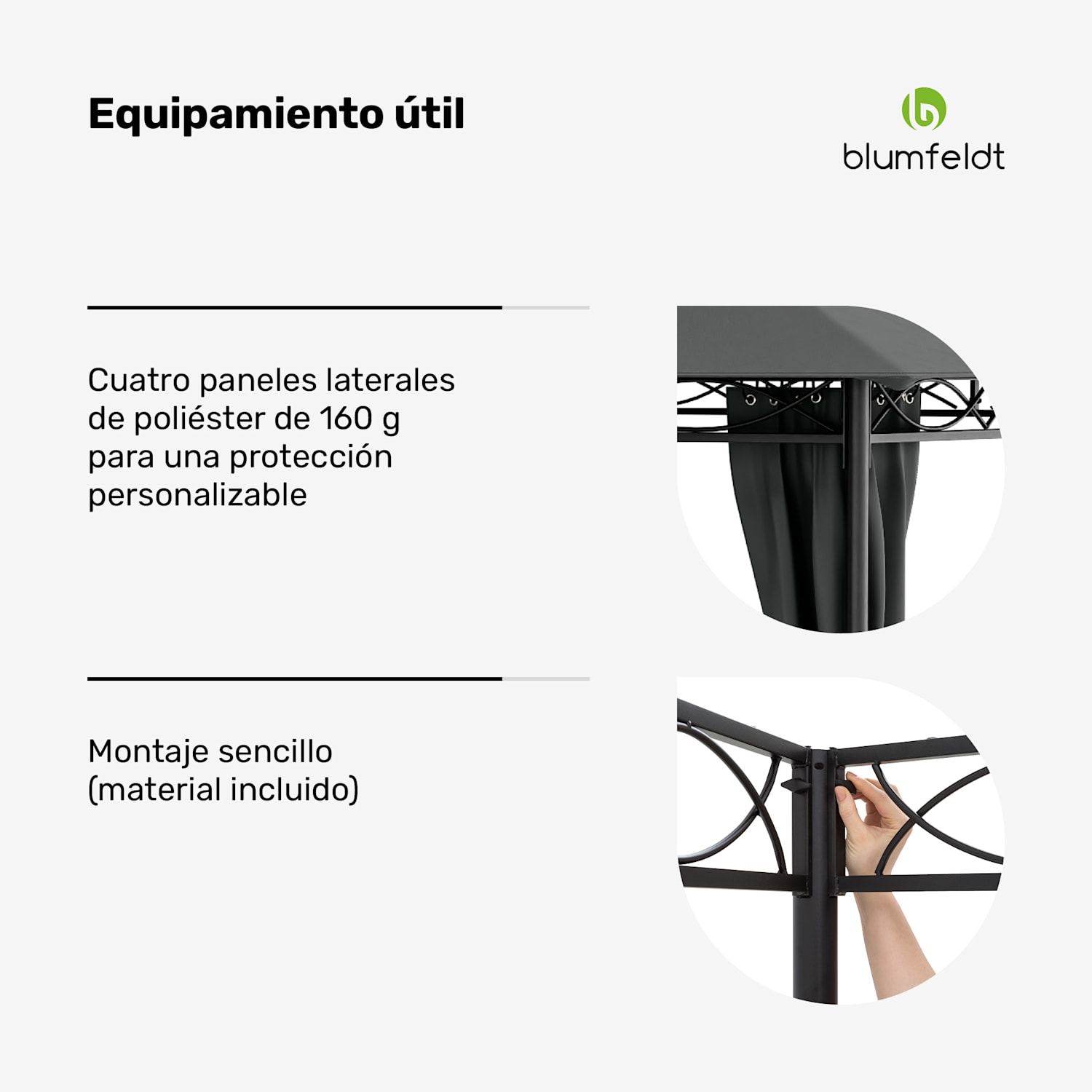 Mondo cenador 3x4 con estructura de metal y 4 paredes laterales 3 x 4 m | Gris Oscuro