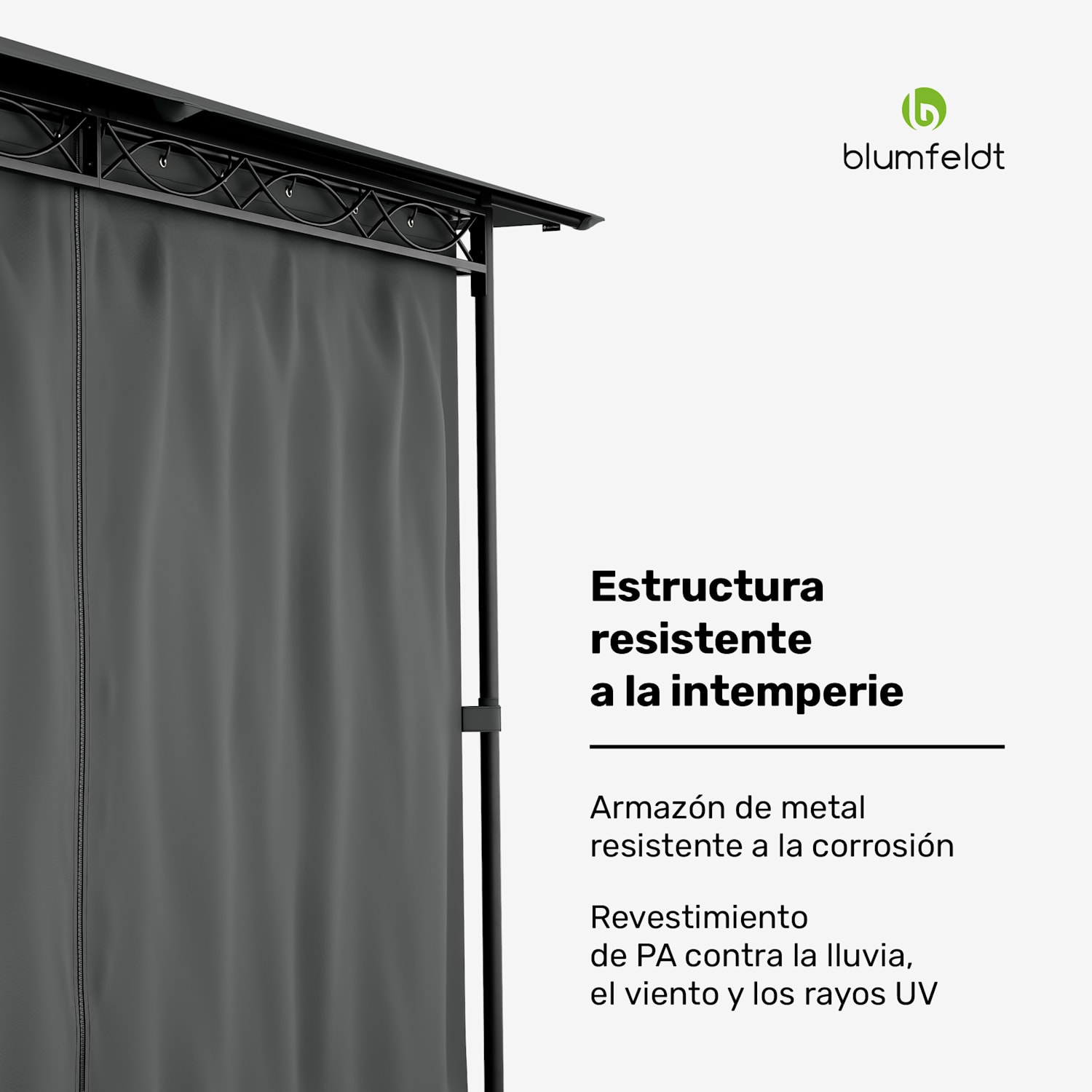 Mondo cenador 3x4 con estructura de metal y 4 paredes laterales 3 x 4 m | Gris Oscuro