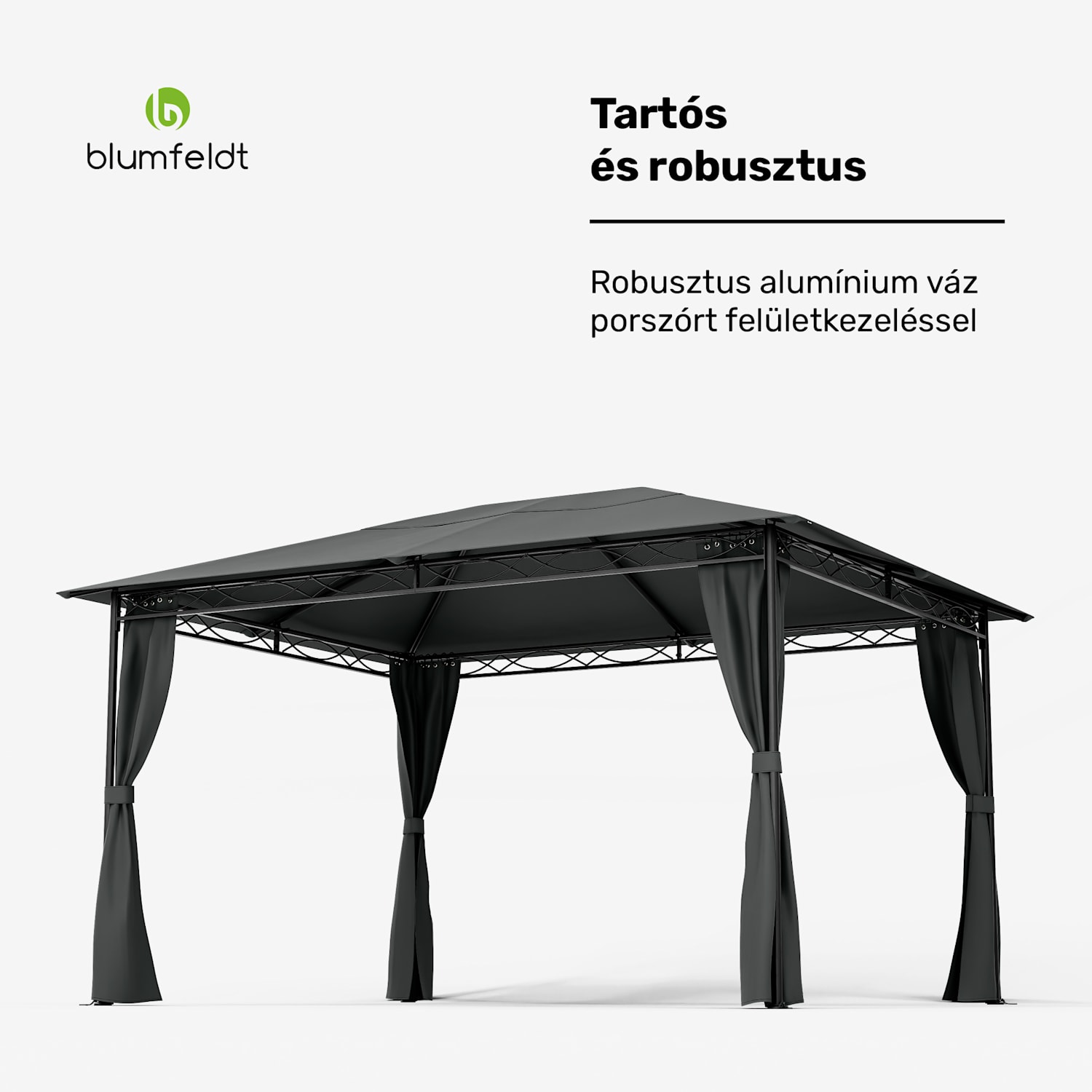 Mondo 3x4 pavilon fémkerettel és 4 oldalfallal 3 x 4 m | Sötét szürke