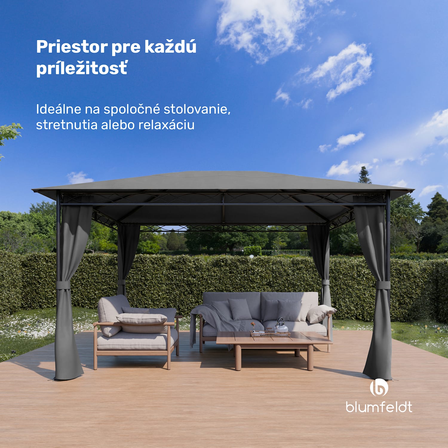 Mondo 3x4 altánok s kovovým rámom a 4 bočnými stenami 3 x 4 m | Tmavo šedá