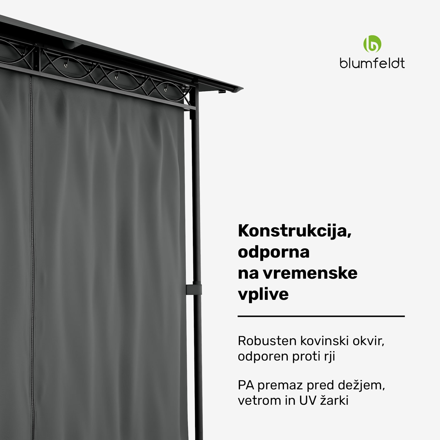 Gazebo Mondo 3x4 s kovinskim okvirjem in 4 stranskimi stenami 
