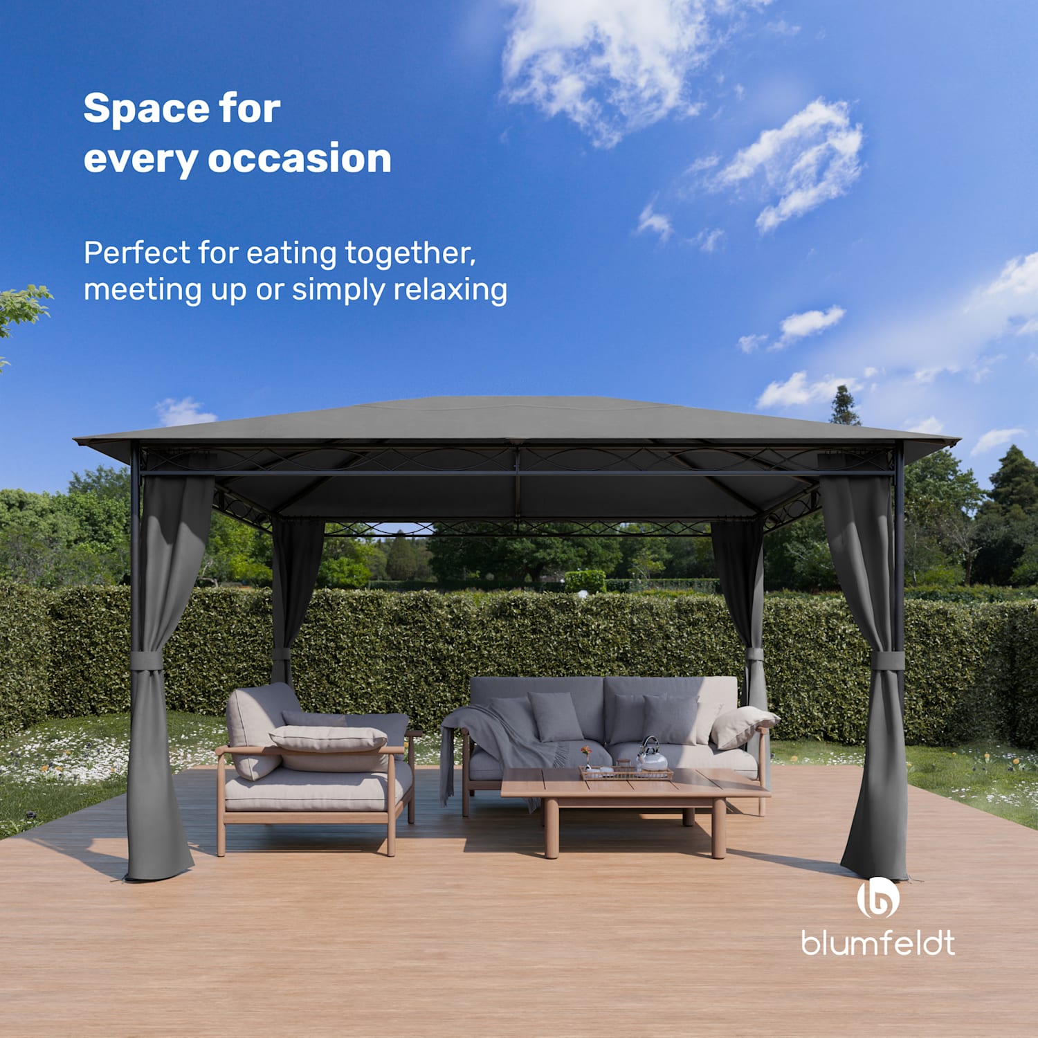 Mondo Gazebo 3x4 with steel frame and 4 side panels 3 x 4 m | Dark Gray