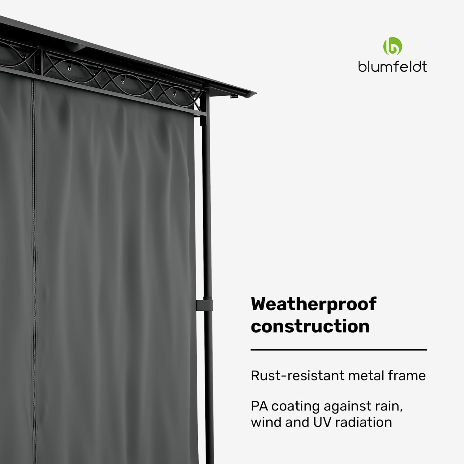 Mondo Gazebo 3x4 with steel frame and 4 side panels 3 x 4 m | Dark Gray