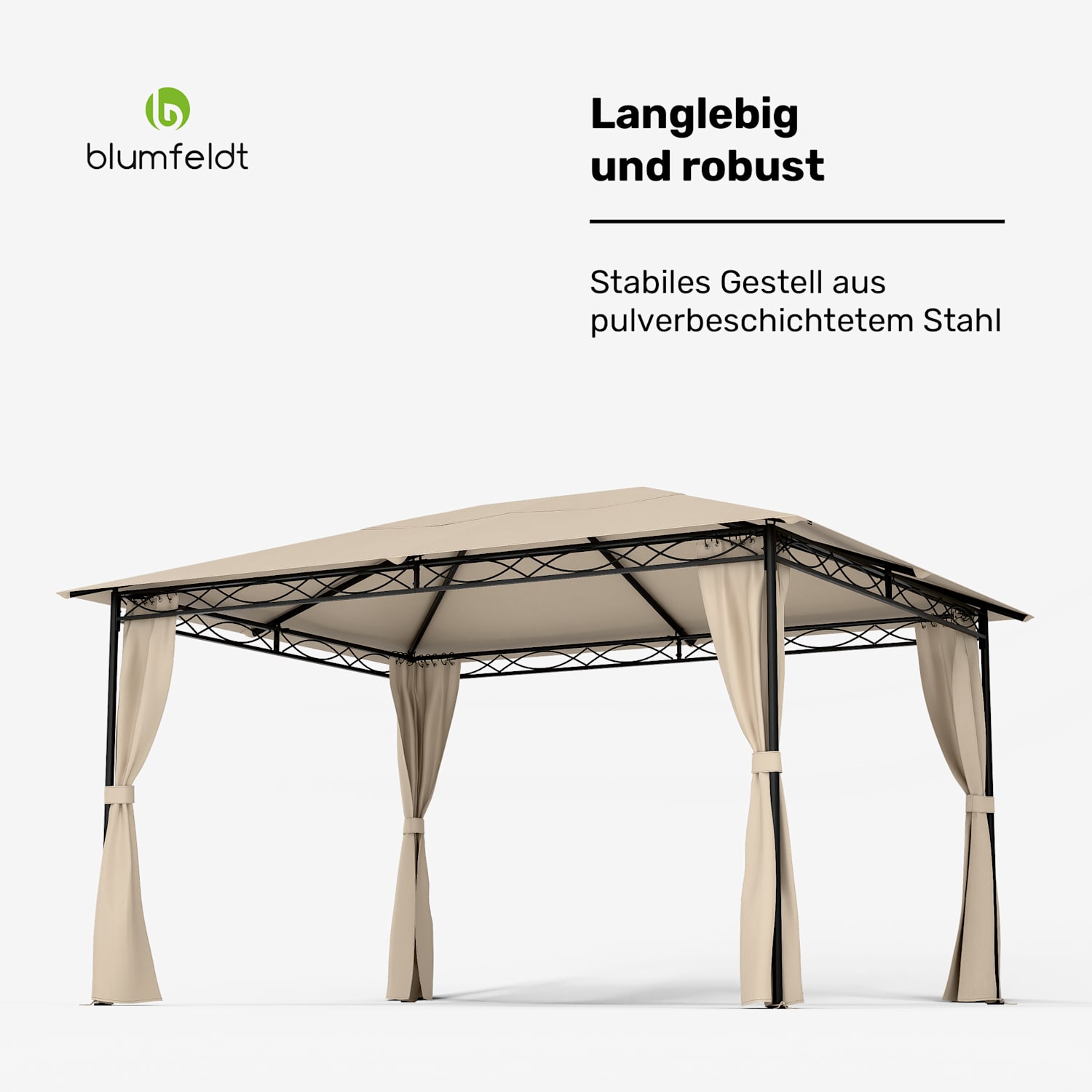 Mondo 3x4 Pavillon mit Metallrahmen und 4 Seitenwänden 3 x 4 m | Beige
