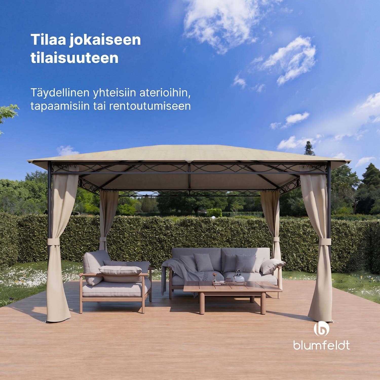 Mondo 3x4 paviljonki metallirungolla ja neljällä sivuseinällä 3 x 4 m | Beige