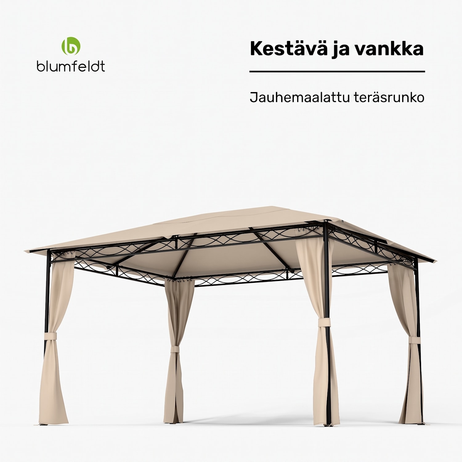 Mondo 3x4 paviljonki metallirungolla ja neljällä sivuseinällä 3 x 4 m | Beige