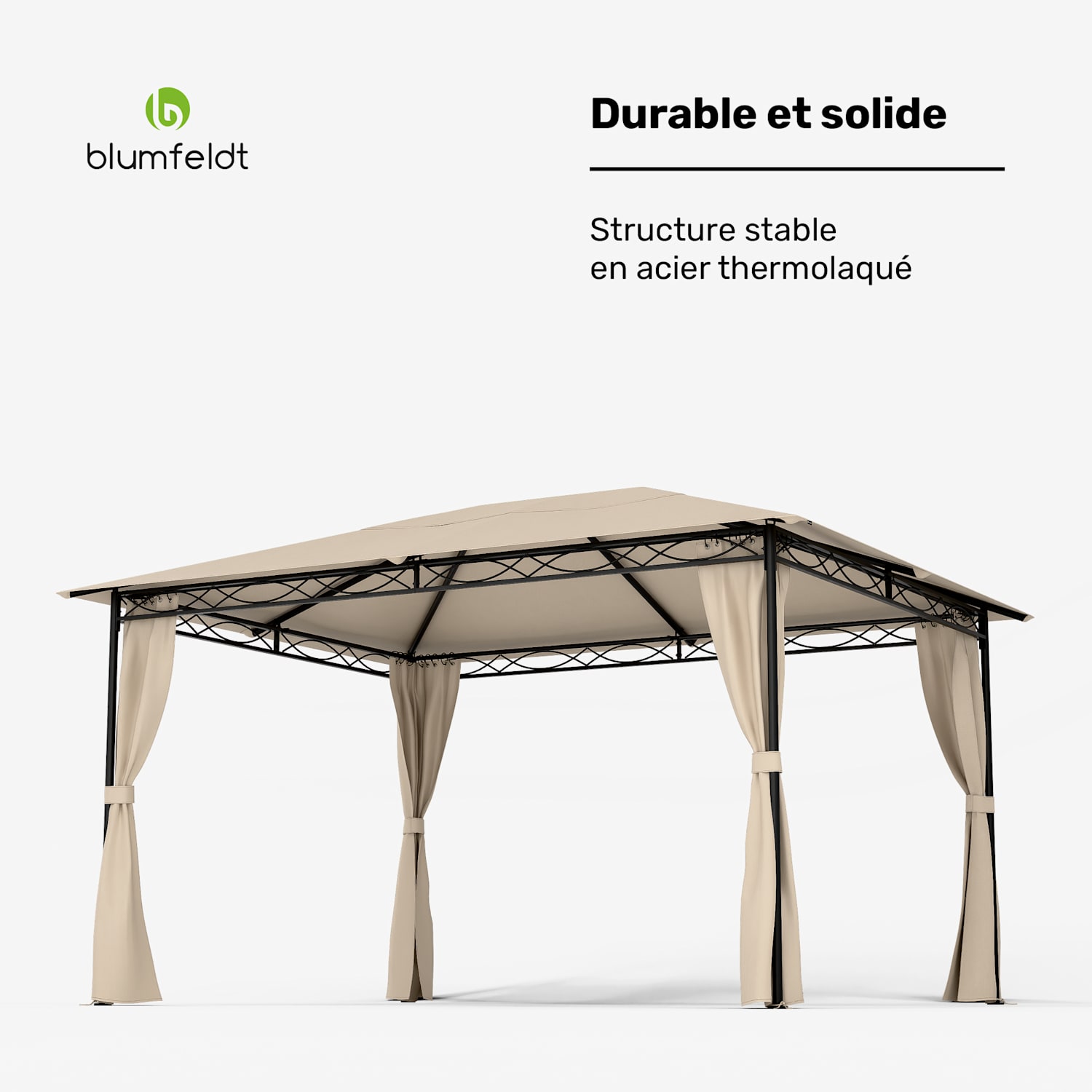 Pergola Mondo 3x4 avec structure métallique et 4 parois latérales 3 x 4 m | Beige
