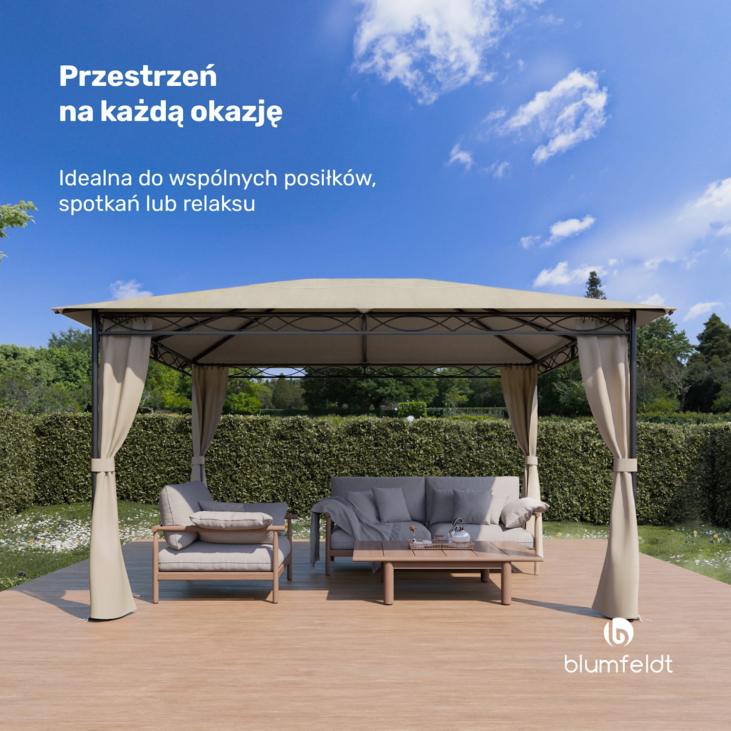 Pawilon Mondo 3x4 z metalową ramą i 4 ścianami bocznymi 3 x 4 m | Beż