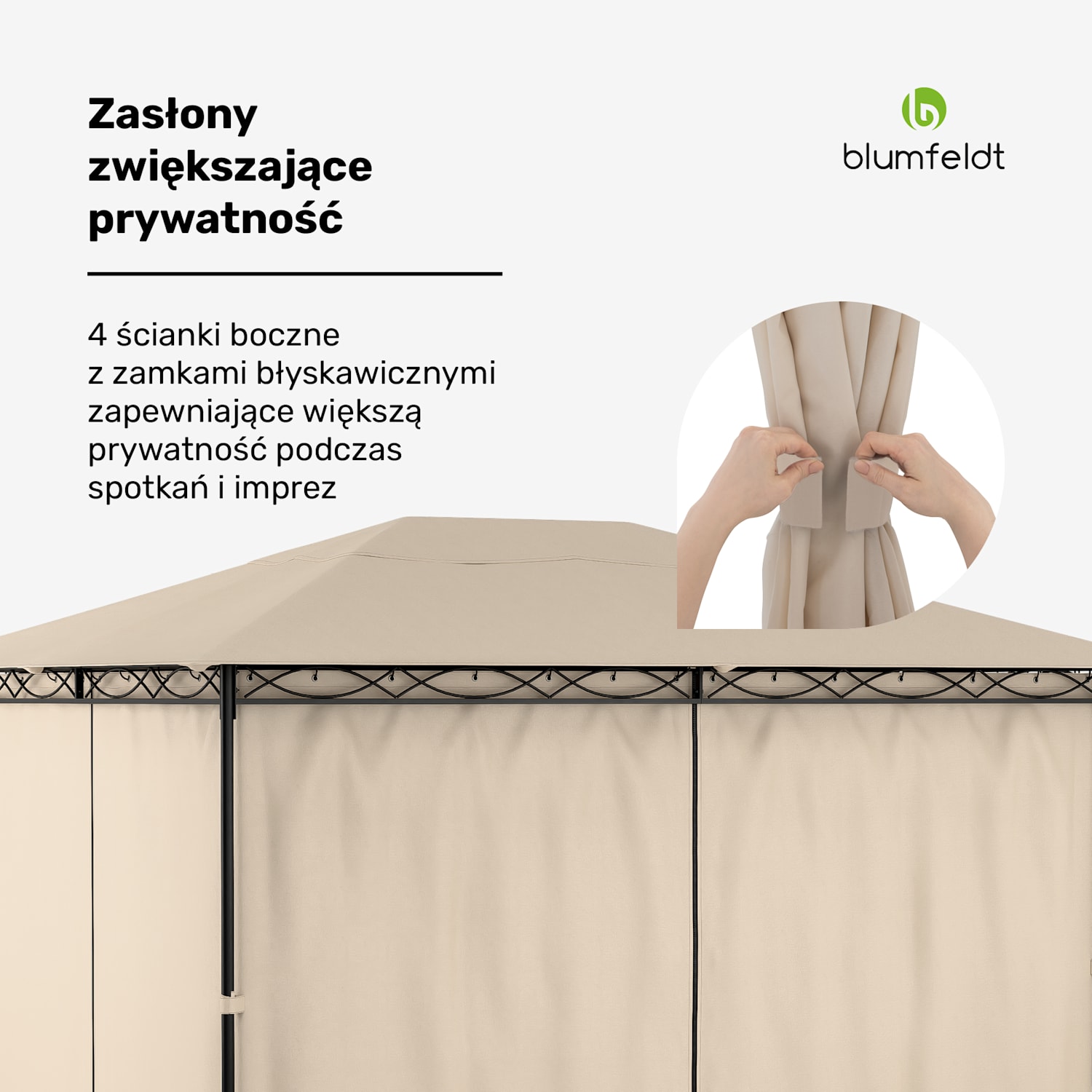 Pawilon Mondo 3x4 z metalową ramą i 4 ścianami bocznymi 3 x 4 m | Beż