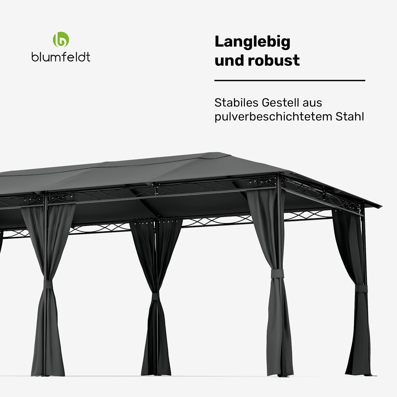 Mondo 3x6 Pavillon mit Metallrahmen und 4 Seitenwänden 3 x 6 m | Dunkelgrau