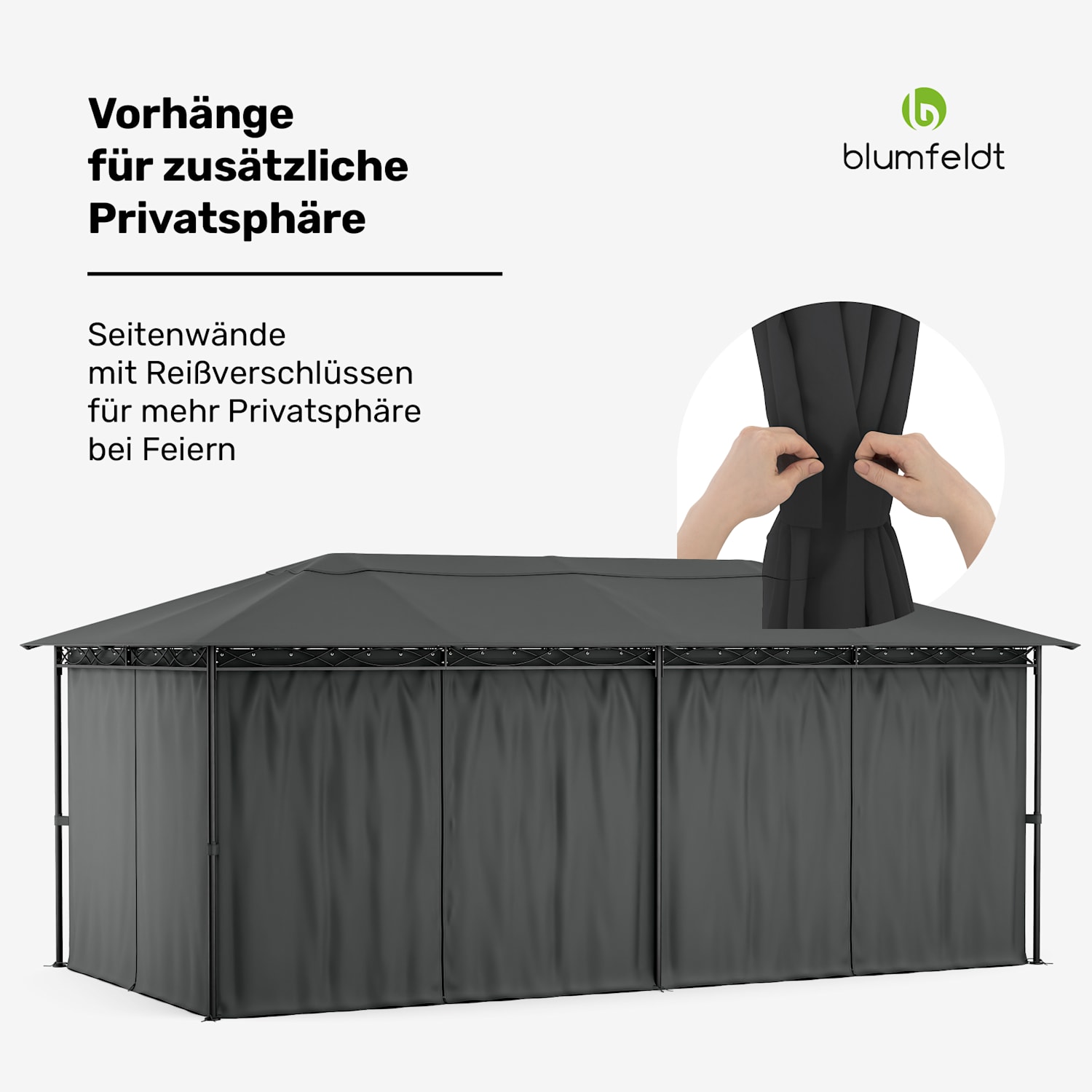 Mondo 3x6 Pavillon mit Metallrahmen und 4 Seitenwänden 3 x 6 m | Dunkelgrau