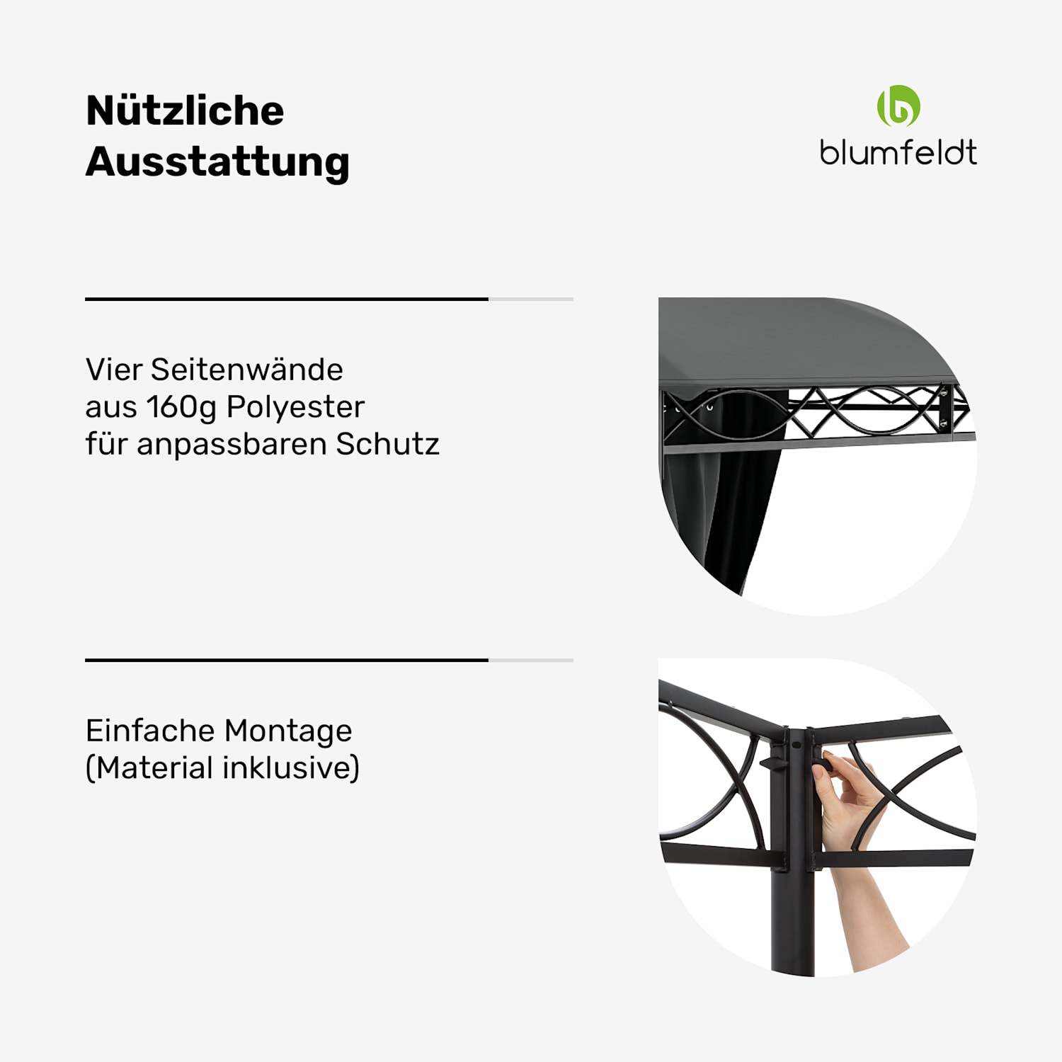 Mondo 3x6 Pavillon mit Metallrahmen und 4 Seitenwänden 3 x 6 m | Dunkelgrau