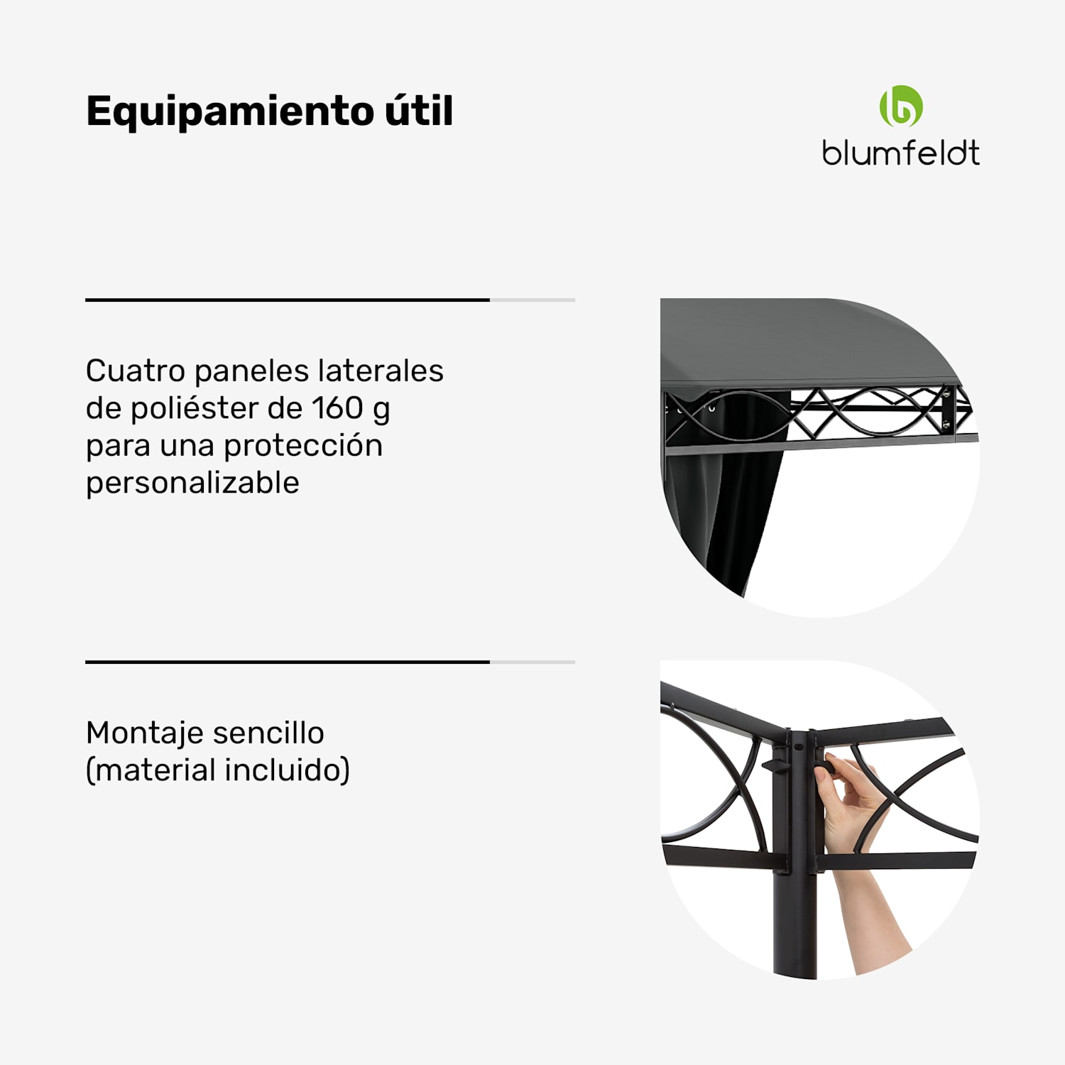 Mondo cenador 3x6 con estructura de metal y 4 paredes laterales 3 x 6 m | Gris Oscuro