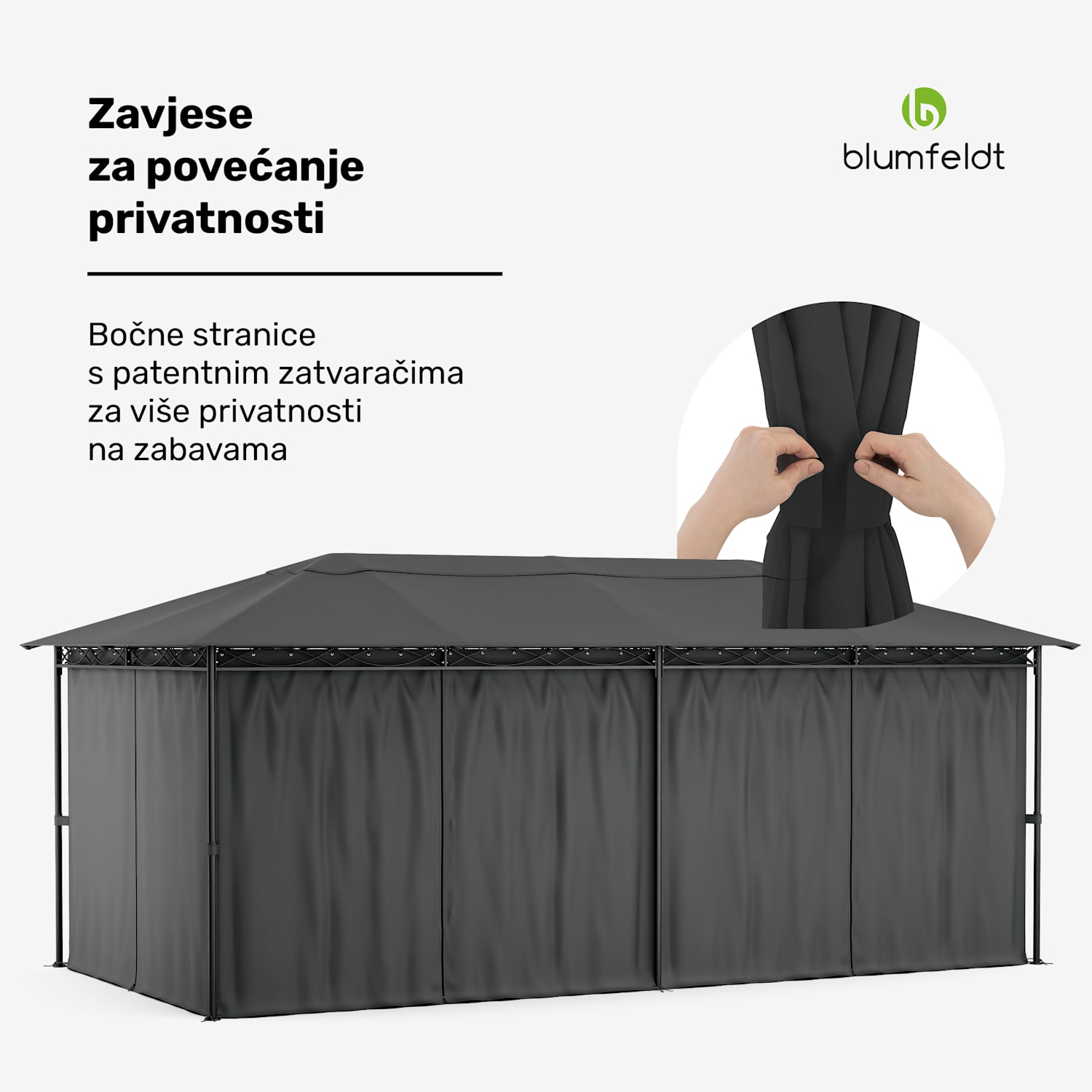 Sjenica Mondo 3x4 s metalnim okvirom i 4 bočne stijenke 3 x 6 m | Tamno siva