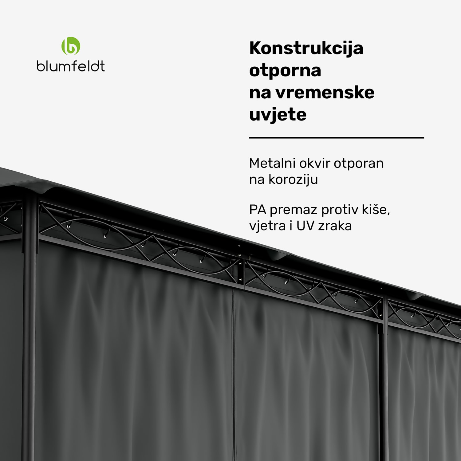 Sjenica Mondo 3x4 s metalnim okvirom i 4 bočne stijenke 3 x 6 m | Tamno siva