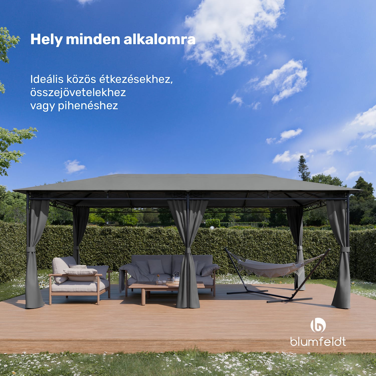 Mondo 3x6 pavilon fémkerettel és 4 oldalfallal 3 x 6 m | Sötét szürke
