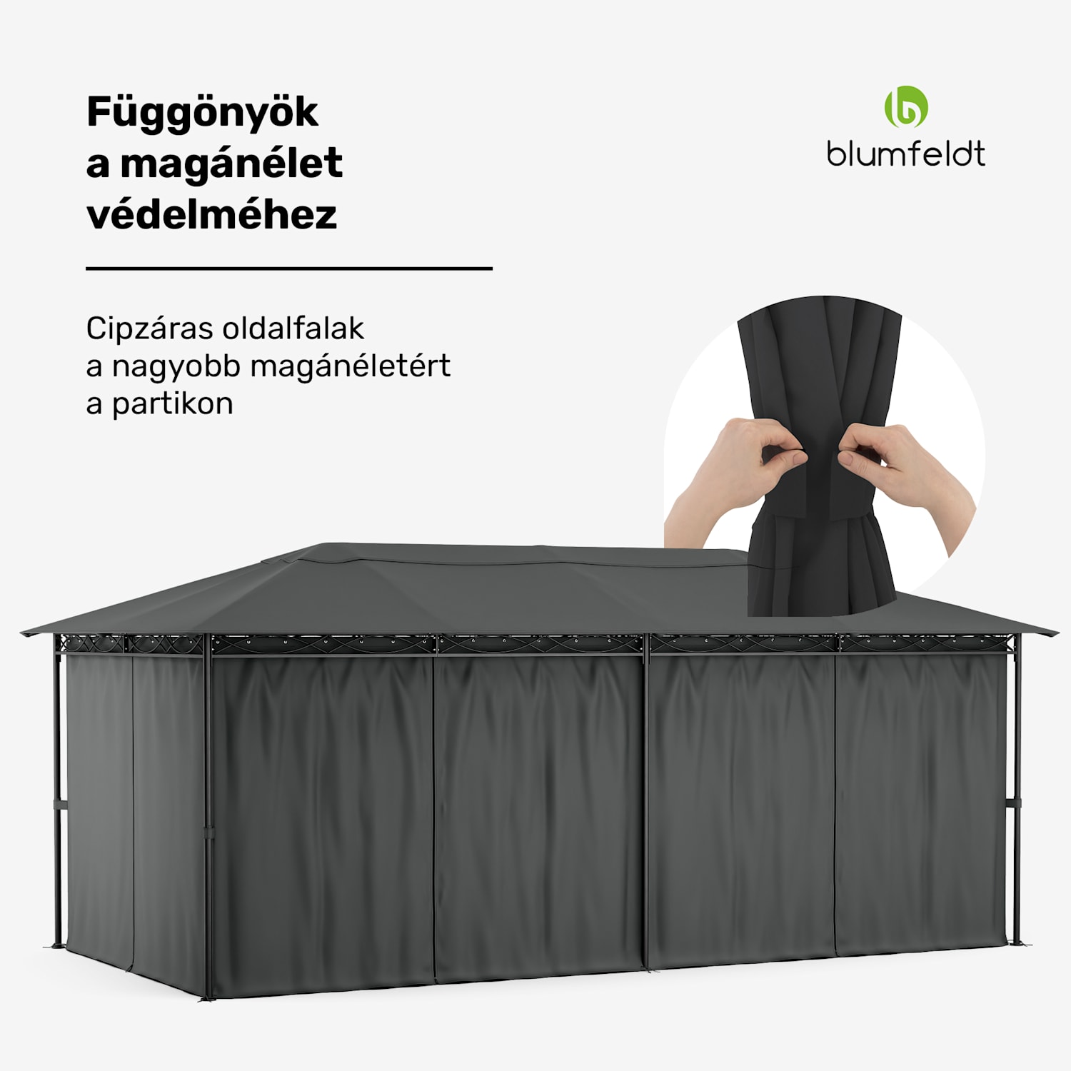 Mondo 3x6 pavilon fémkerettel és 4 oldalfallal 3 x 6 m | Sötét szürke