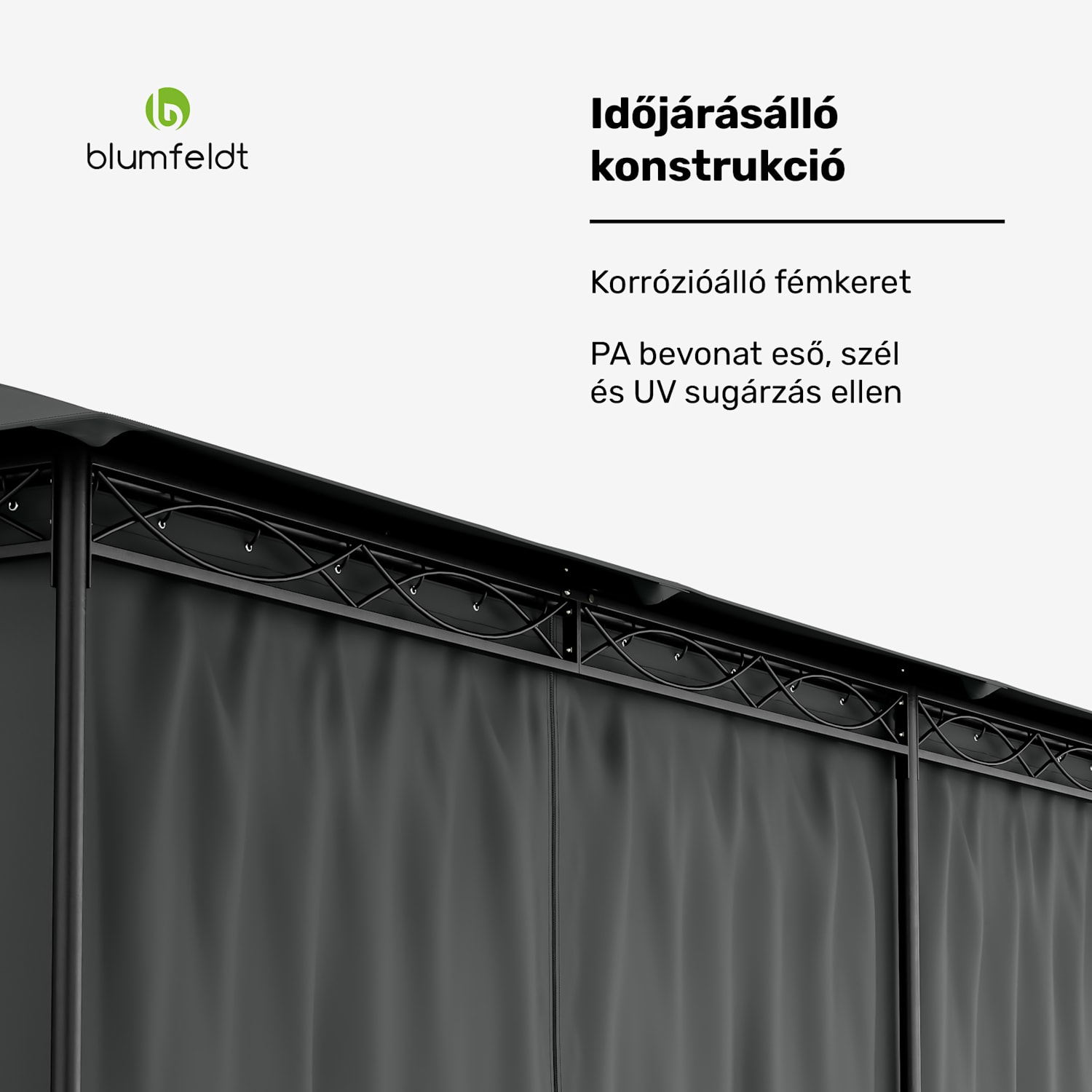 Mondo 3x6 pavilon fémkerettel és 4 oldalfallal 3 x 6 m | Sötét szürke