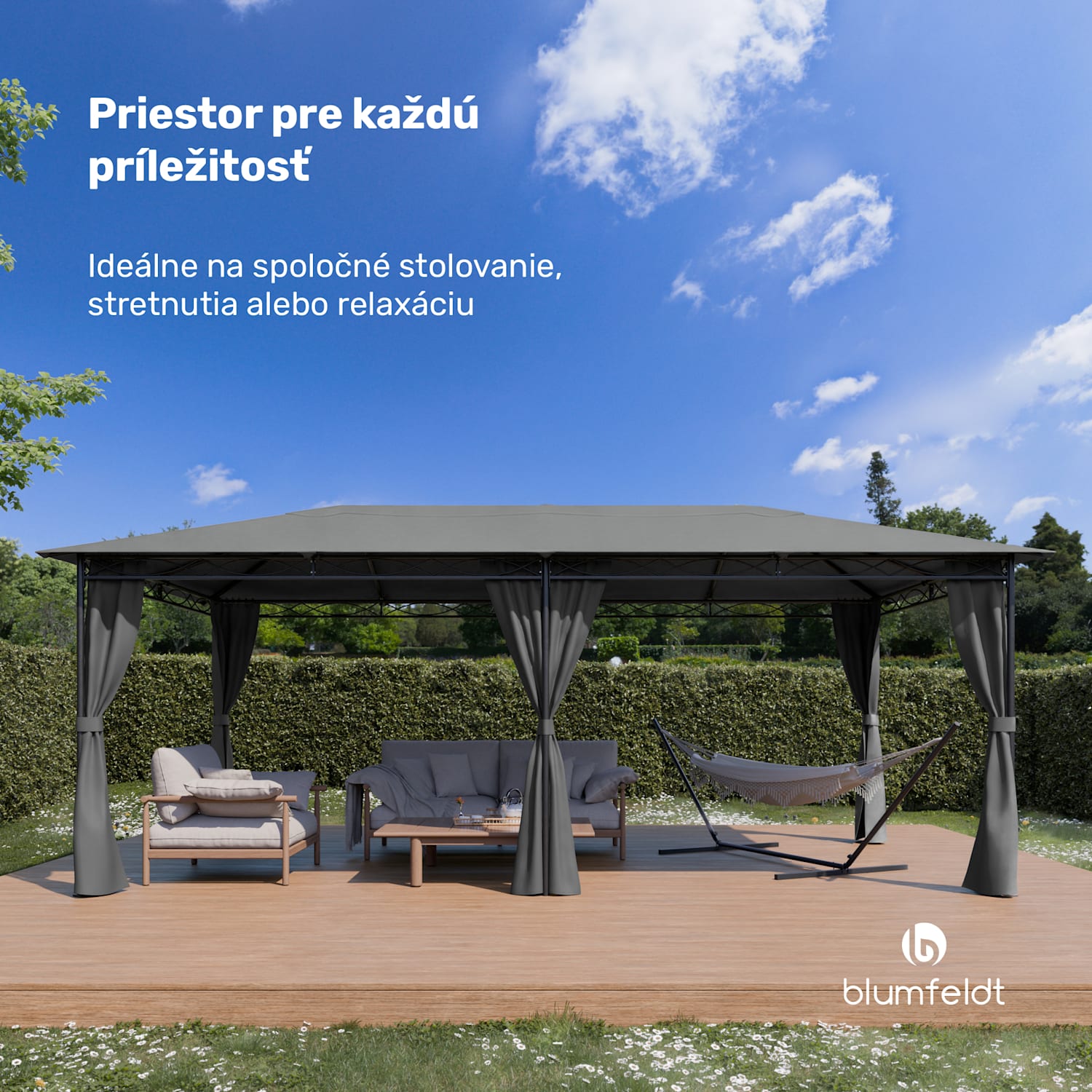 Mondo 3x6 altánok s kovovým rámom a 4 bočnými stenami 3 x 6 m | Tmavo šedá