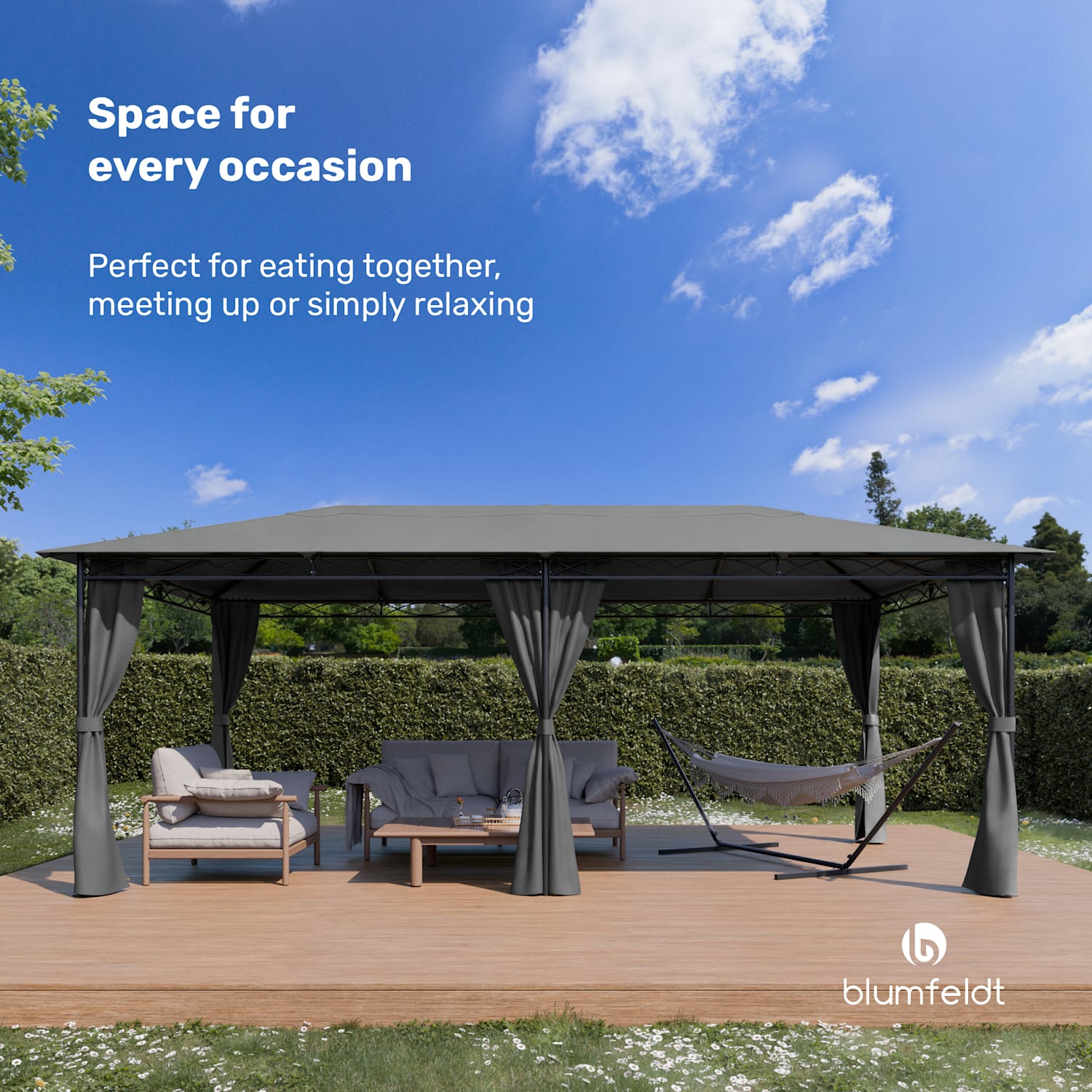 Mondo paviljoen 3x6 met metalen frame en 4 zijwanden 3 x 6 m | Donkergrijs