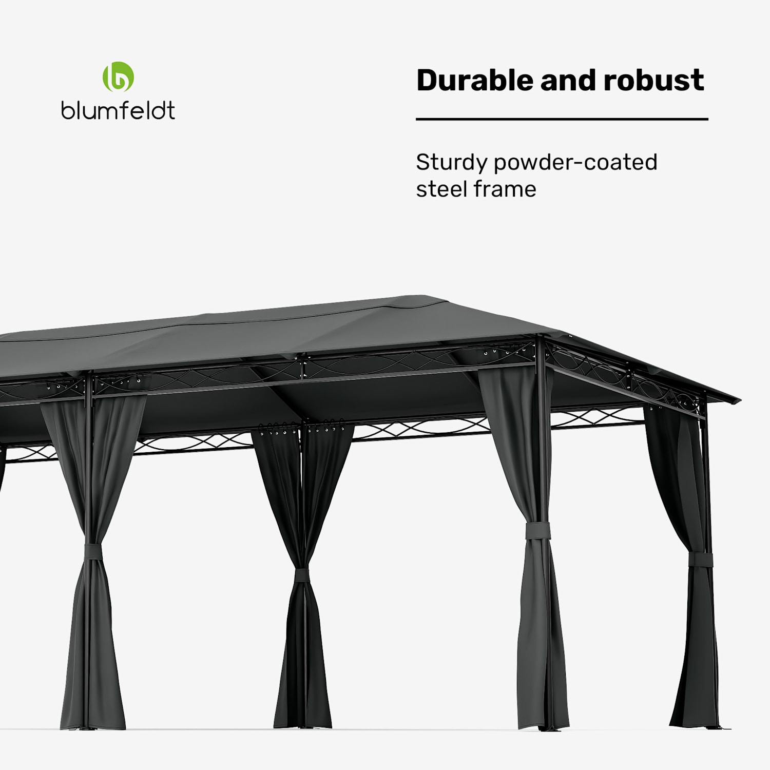 Mondo paviljoen 3x6 met metalen frame en 4 zijwanden 3 x 6 m | Donkergrijs