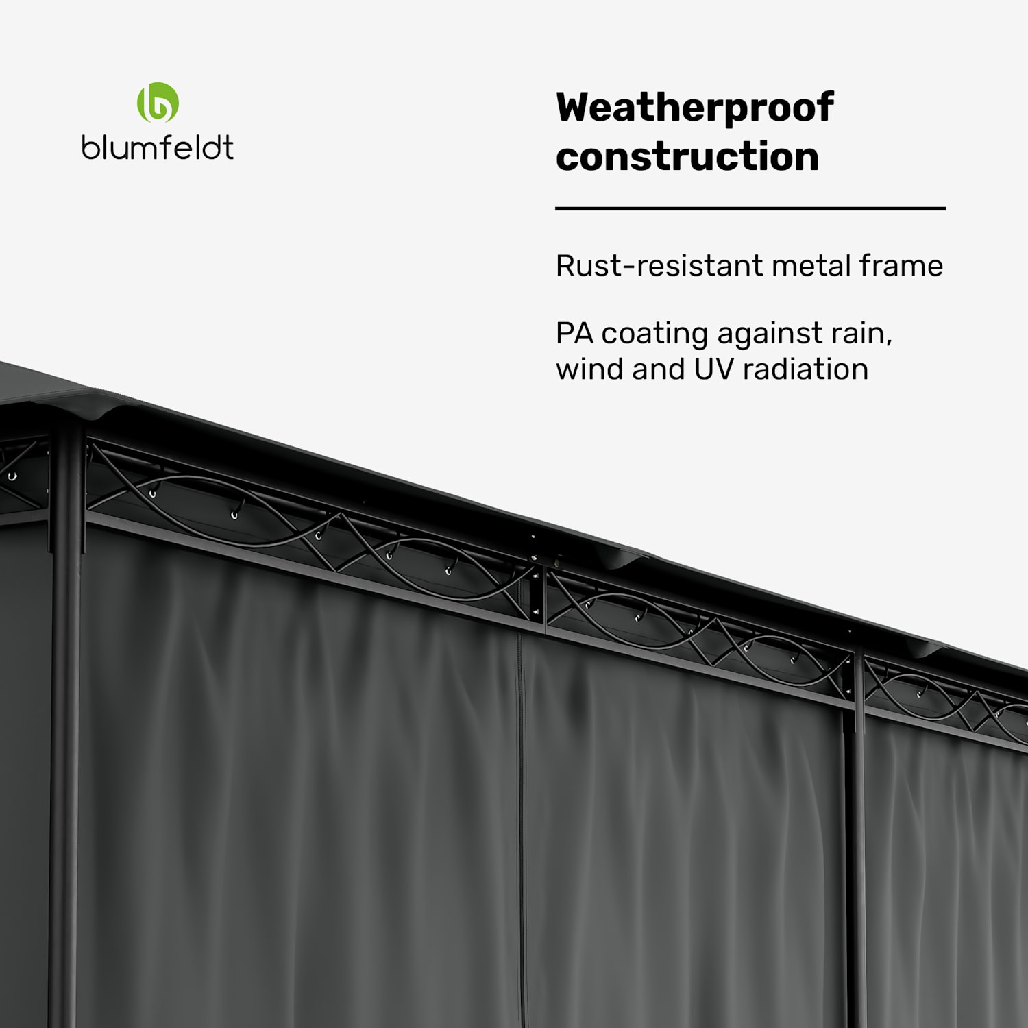 Mondo paviljoen 3x6 met metalen frame en 4 zijwanden 3 x 6 m | Donkergrijs