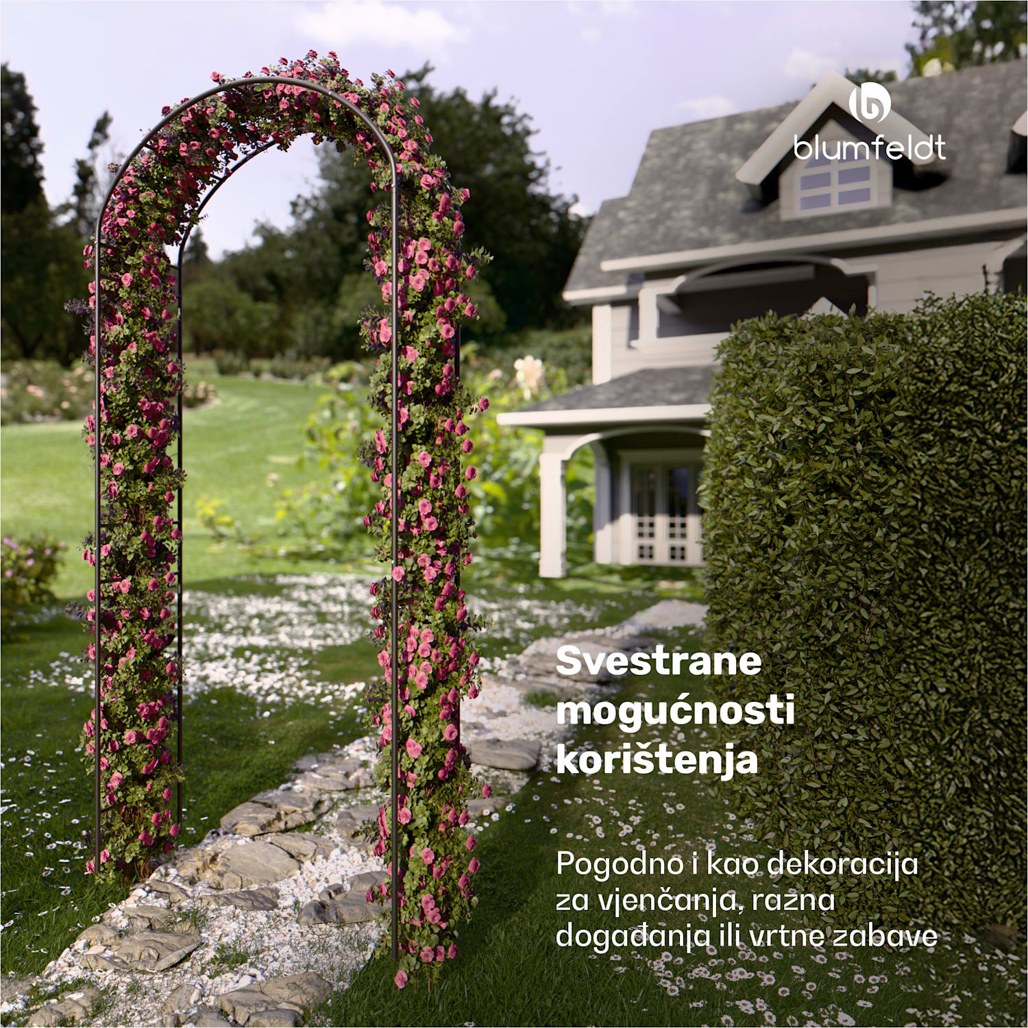 FloraBelle Arch vrtni luk, ukrasni motivi listova, otporan na vremenske uvjete, potpora za penjačice arh