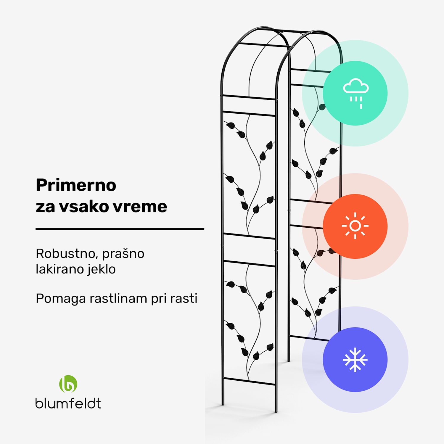 FloraBelle Curve obok za rože, okrasni vzorci listov, odporen na vremenske vplive, pripomoček za plezanje krivulja