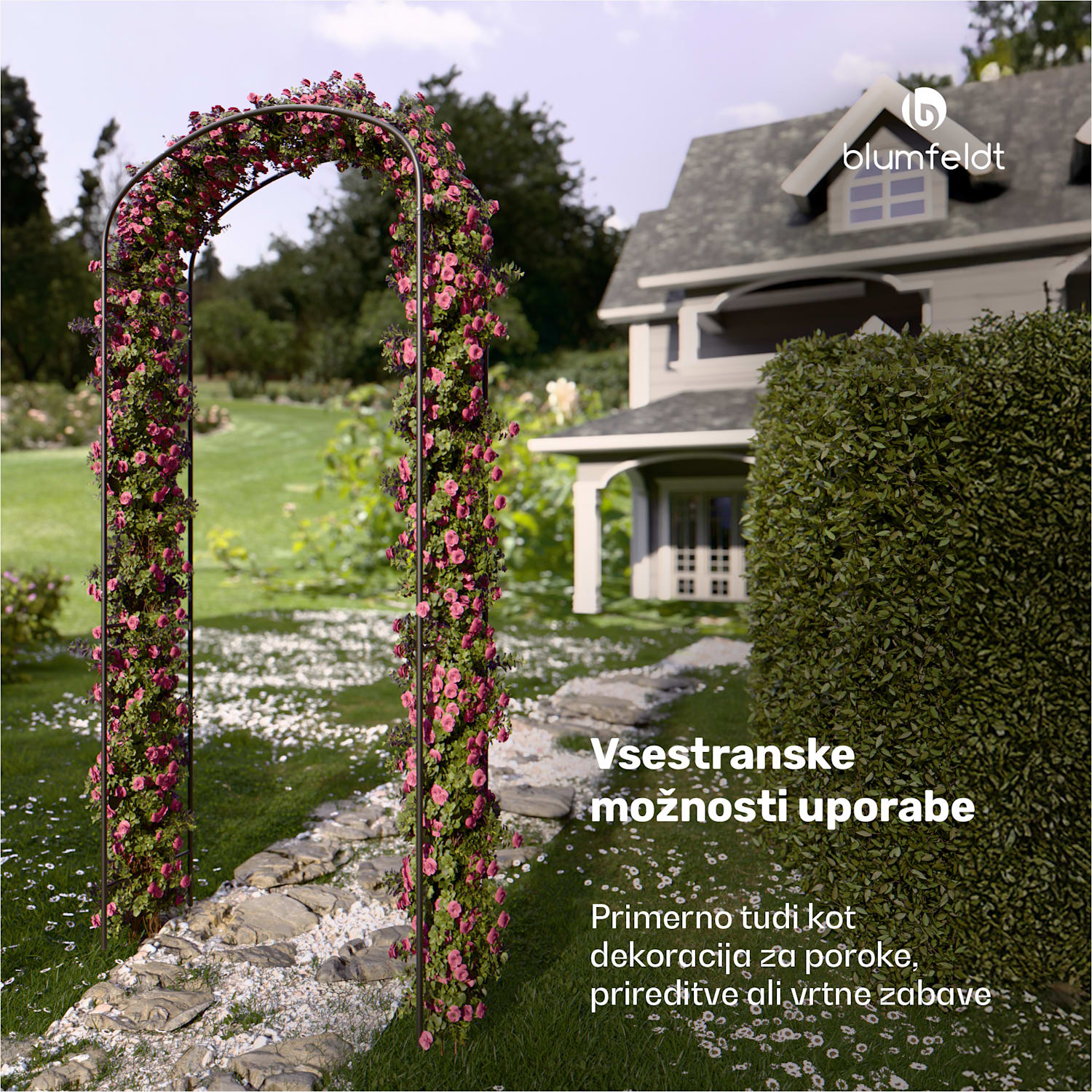 FloraBelle Curve obok za rože, okrasni vzorci listov, odporen na vremenske vplive, pripomoček za plezanje krivulja