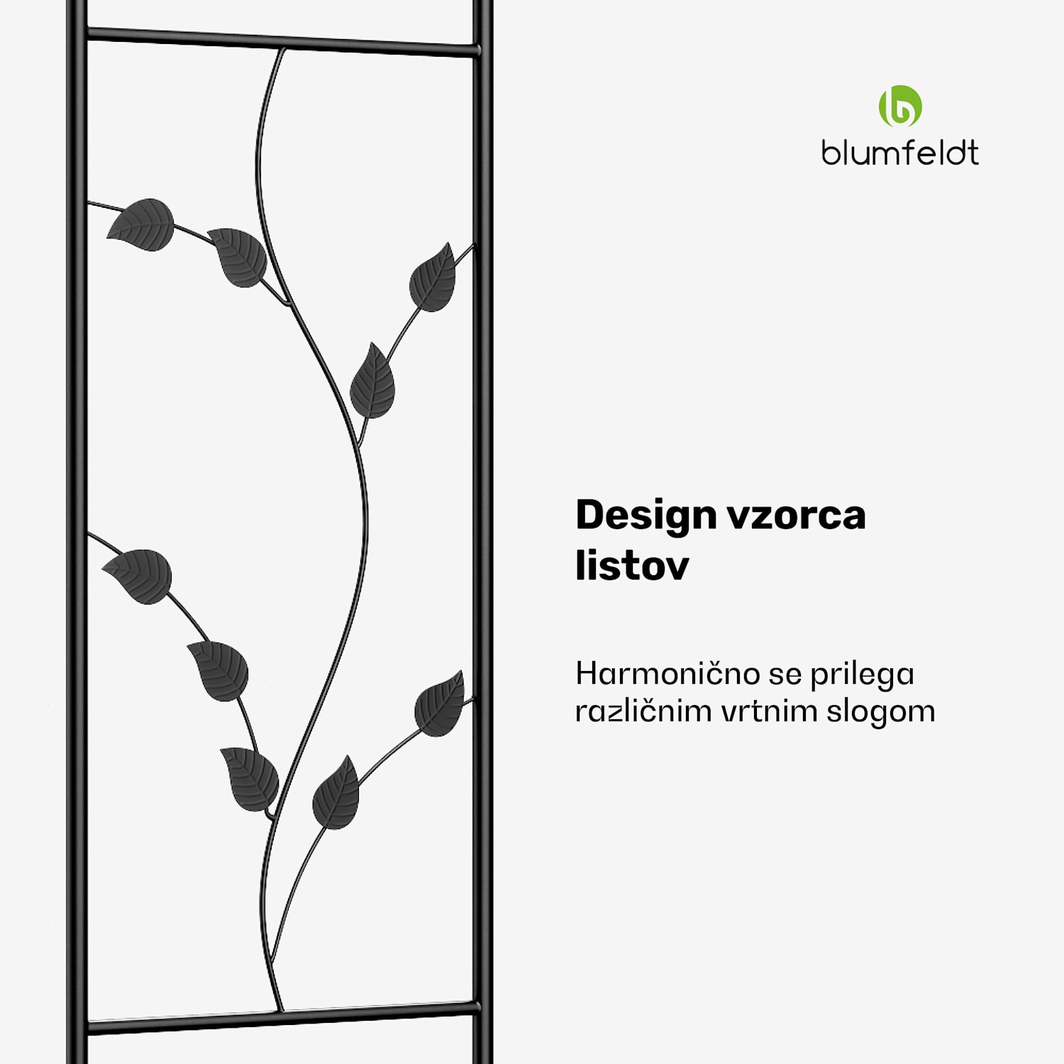 FloraBelle Curve obok za rože, okrasni vzorci listov, odporen na vremenske vplive, pripomoček za plezanje krivulja