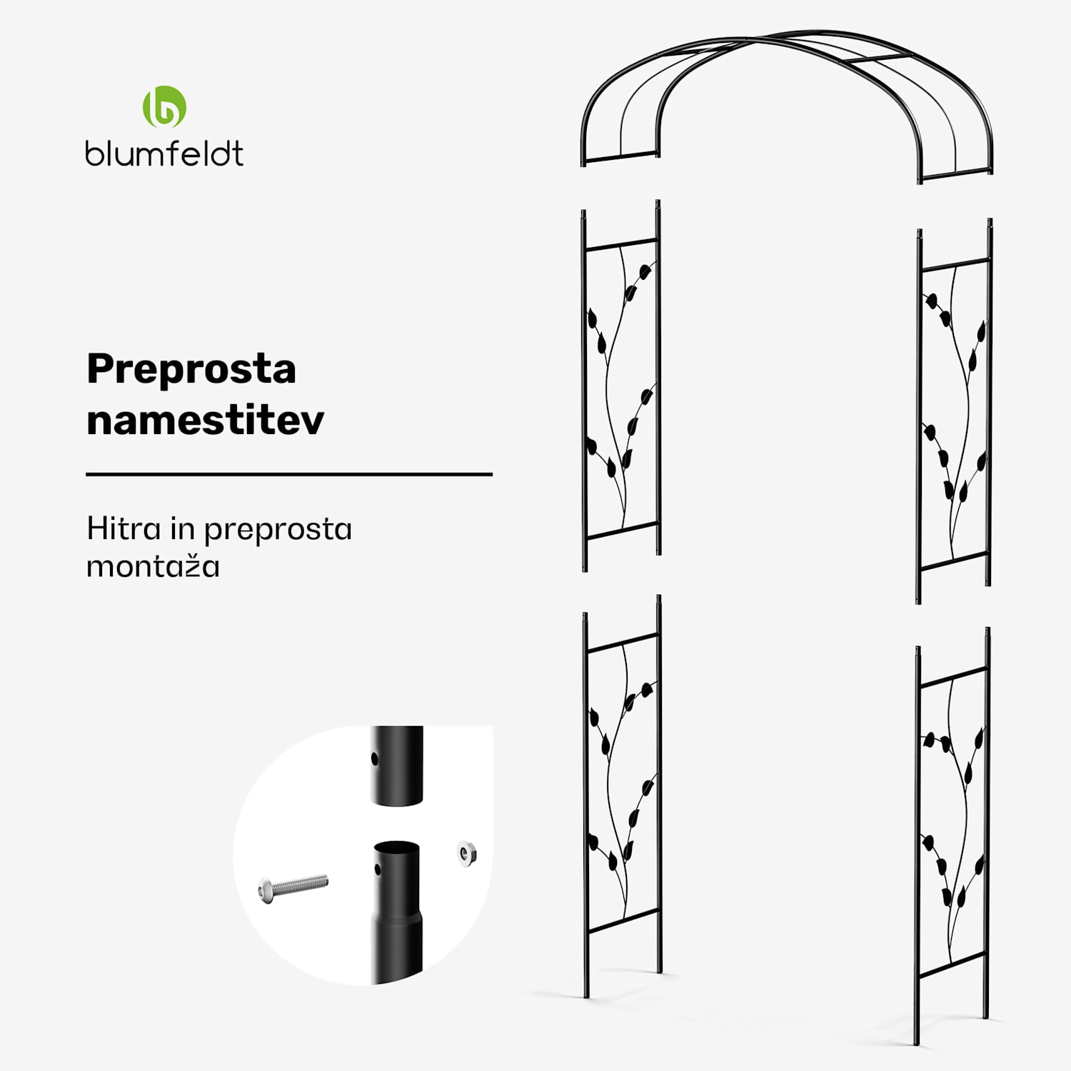 FloraBelle Curve obok za rože, okrasni vzorci listov, odporen na vremenske vplive, pripomoček za plezanje krivulja