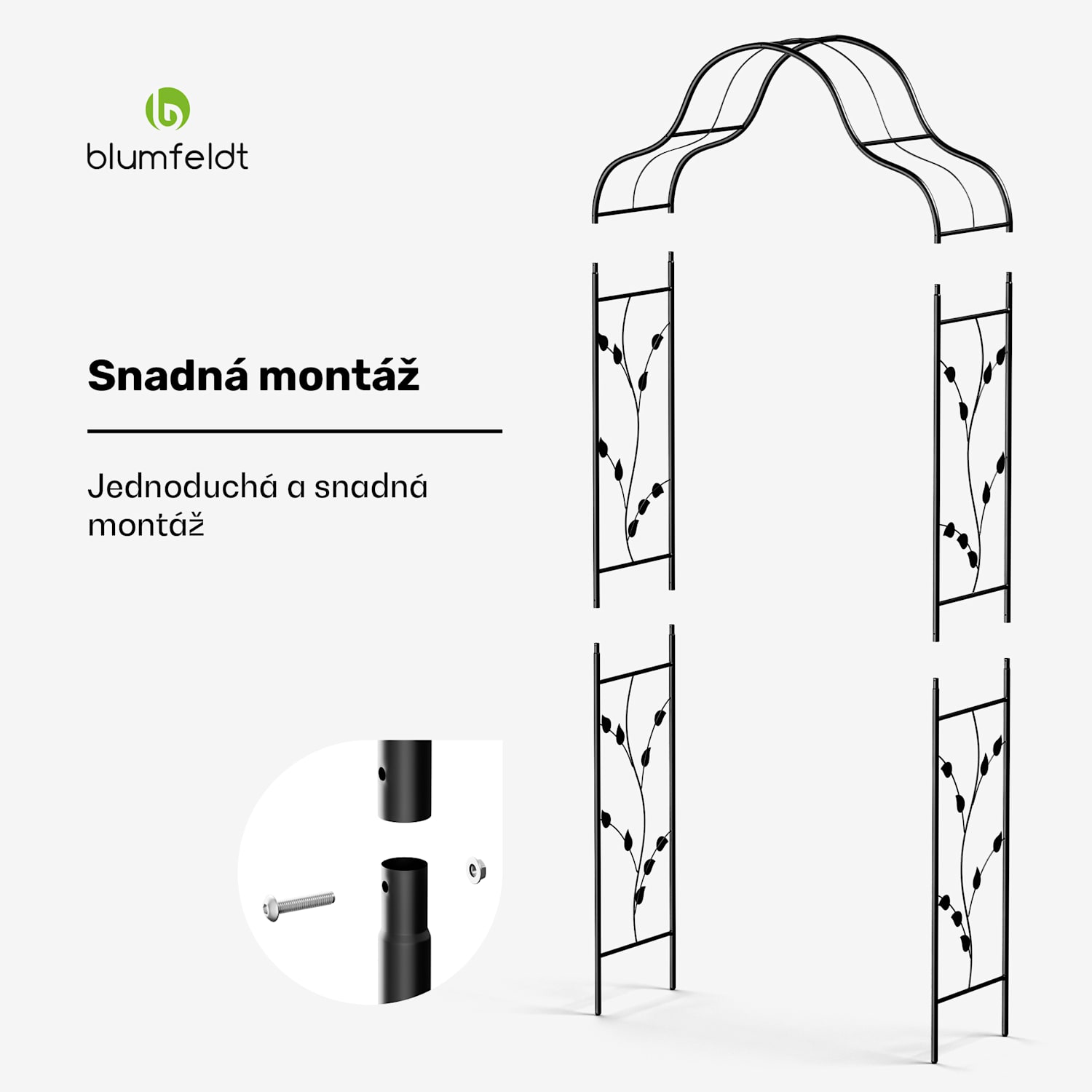 FloraBelle Cupola oblouk, ozdobné vzory listů, odolný vůči povětrnostním vlivům, podpora popínavých rostlin kopule