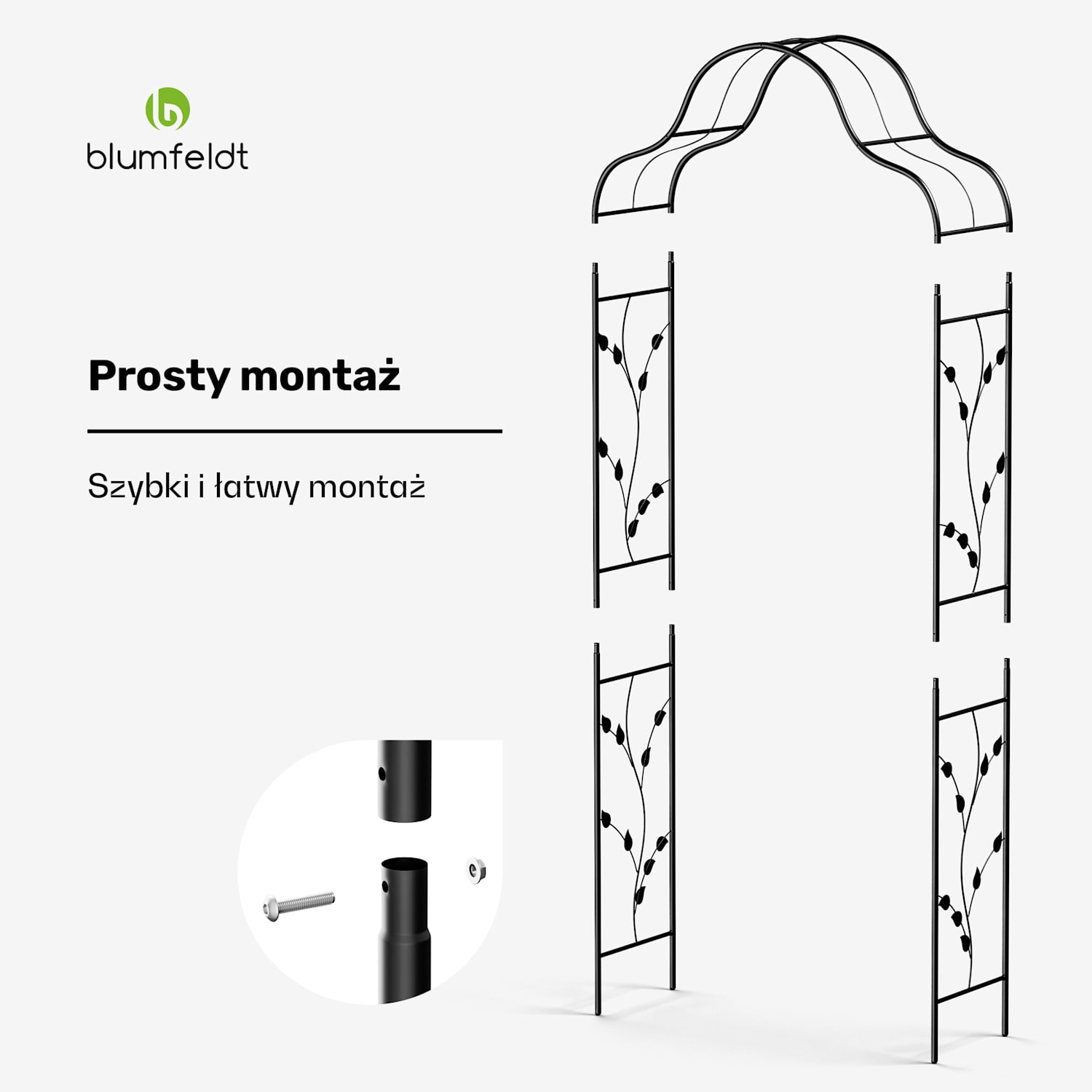 FloraBelle Curve pergola łukowa do róż, dekoracyjny wzór liści, odporna na warunki atmosferyczne, podpora do pnączy kopuła