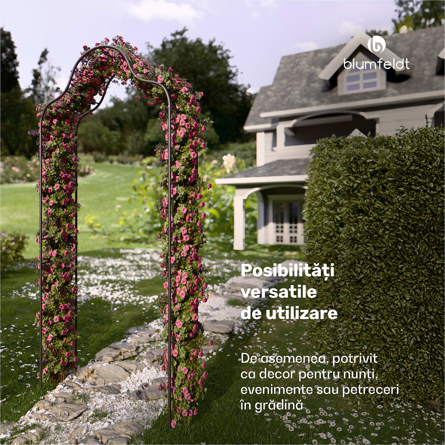 FloraBelle Cupola arcadă roz, modele decorative cu frunze, rezistentă la intemperii, suport pentru plante cățărătoare cupolă