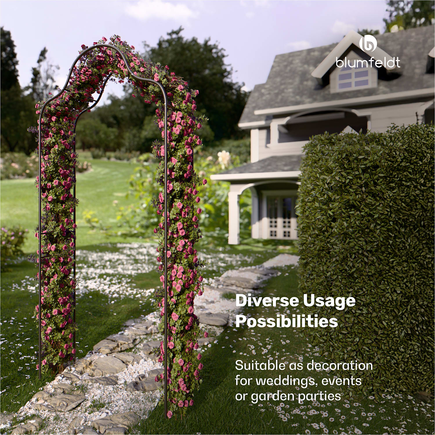 Arco de jardim para plantas FloraBelle Cupola | motivo decorativo de folhas | resistente às intempéries | suporte para plantas trepadeiras cúpula