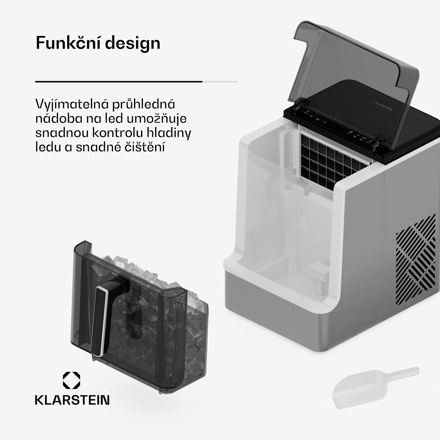 Ice Lux výrobník ledu, Nerezová ocel, 23 kg/24 h, Automatické čištění Stříbrná