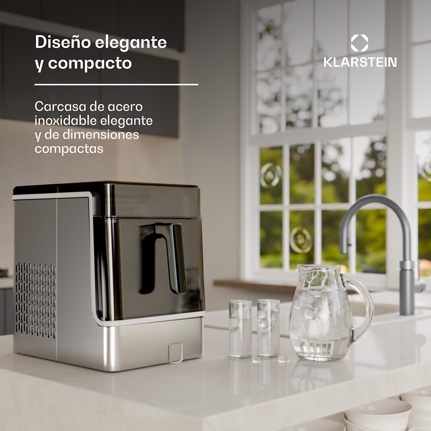 Máquina de hacer hielo Ice Lux | Acero inoxidable | 23kg/24h | Autolimpiante Plata