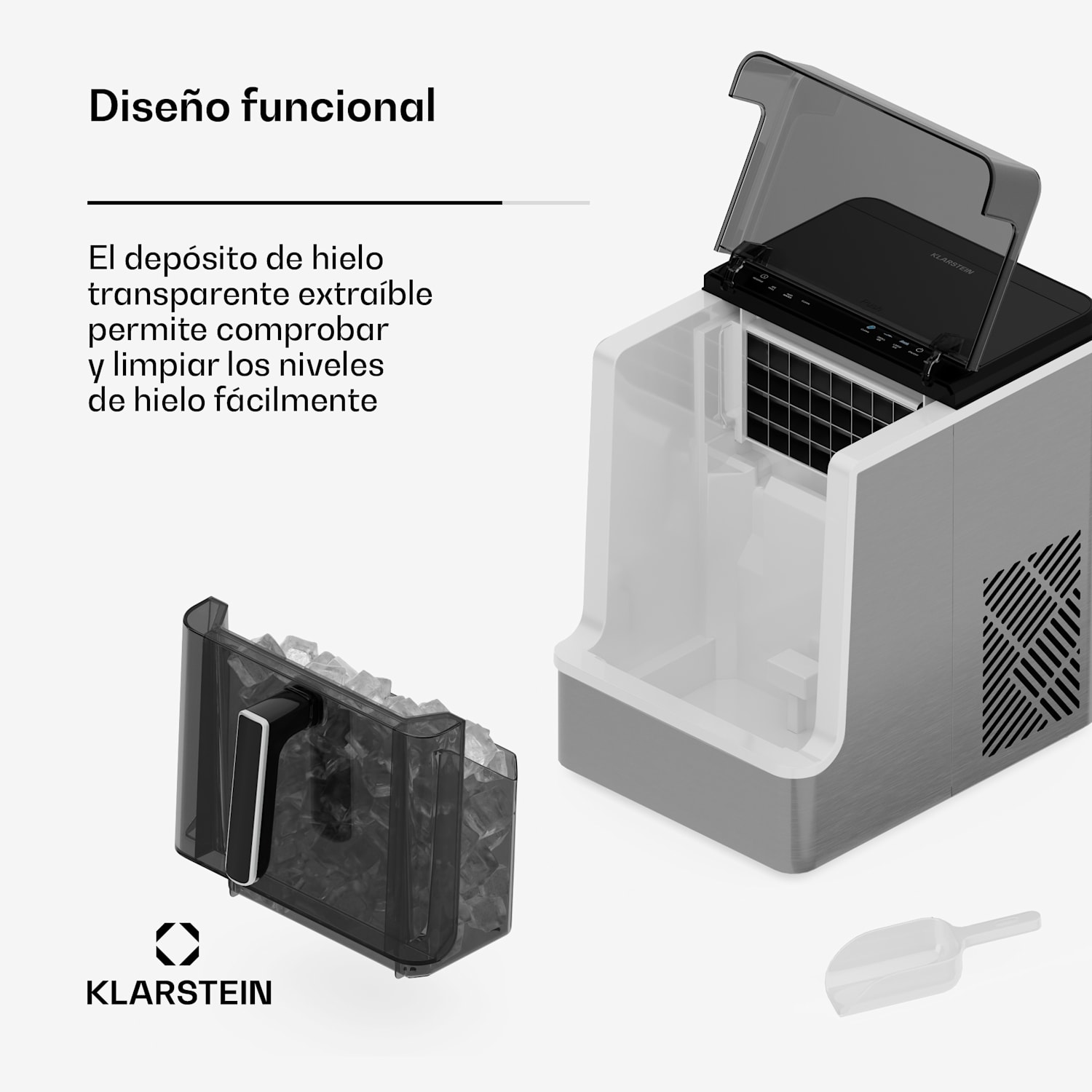 Máquina de hacer hielo Ice Lux | Acero inoxidable | 23kg/24h | Autolimpiante Plata