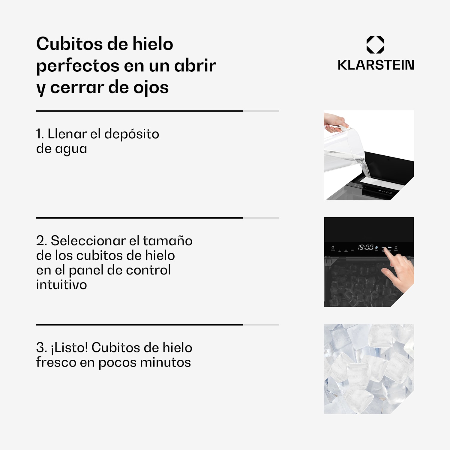 Máquina de hacer hielo Ice Lux | Acero inoxidable | 23kg/24h | Autolimpiante Plata