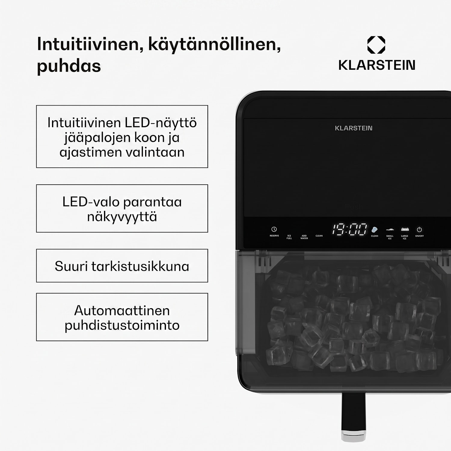 Ice Lux Jääpalakone | Ruostumaton teräs | 23 kg/24 h | Itsepuhdistuva Hopea