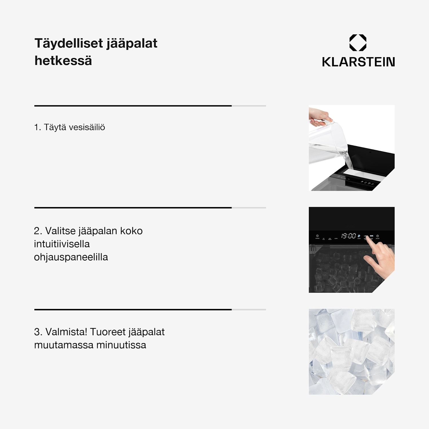 Ice Lux Jääpalakone | Ruostumaton teräs | 23 kg/24 h | Itsepuhdistuva Hopea