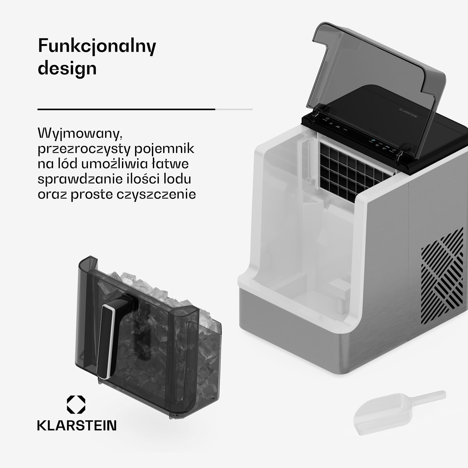 Ice Lux kostkarka do lodu, Stal nierdzewna, 23 kg/24 h, Funkcja samoczyszczenia Srebrny