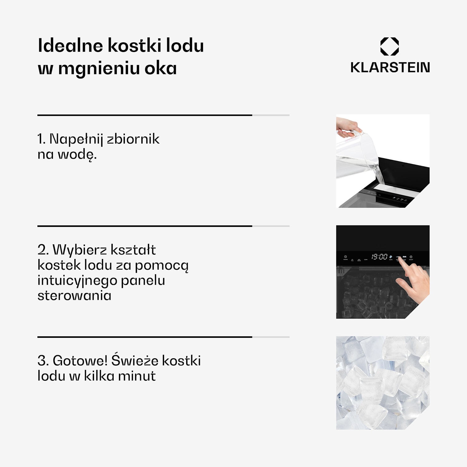 Ice Lux kostkarka do lodu, Stal nierdzewna, 23 kg/24 h, Funkcja samoczyszczenia Srebrny