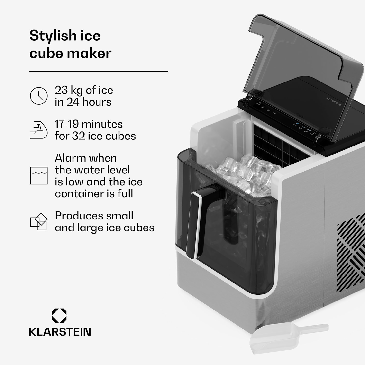 Ice Lux ijsblokjesmachine | RVS | 23kg/24u | Zelfreinigend Zilver