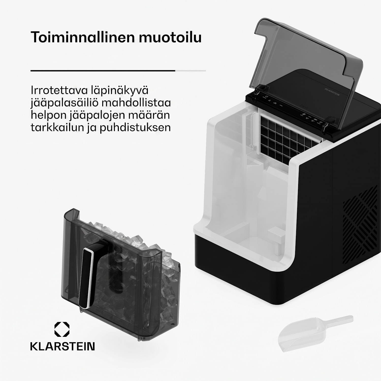Ice Lux jäänmurskain | Ruostumaton teräs | 23 kg/24 h | Itsepuhdistuva Musta