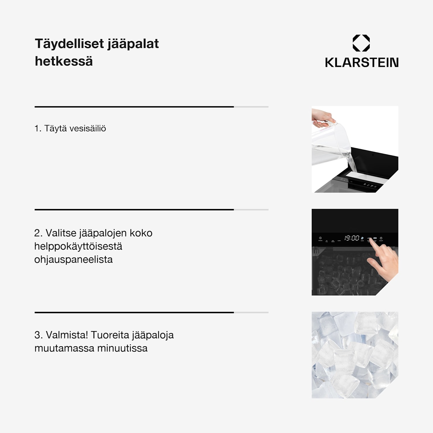 Ice Lux jäänmurskain | Ruostumaton teräs | 23 kg/24 h | Itsepuhdistuva Musta