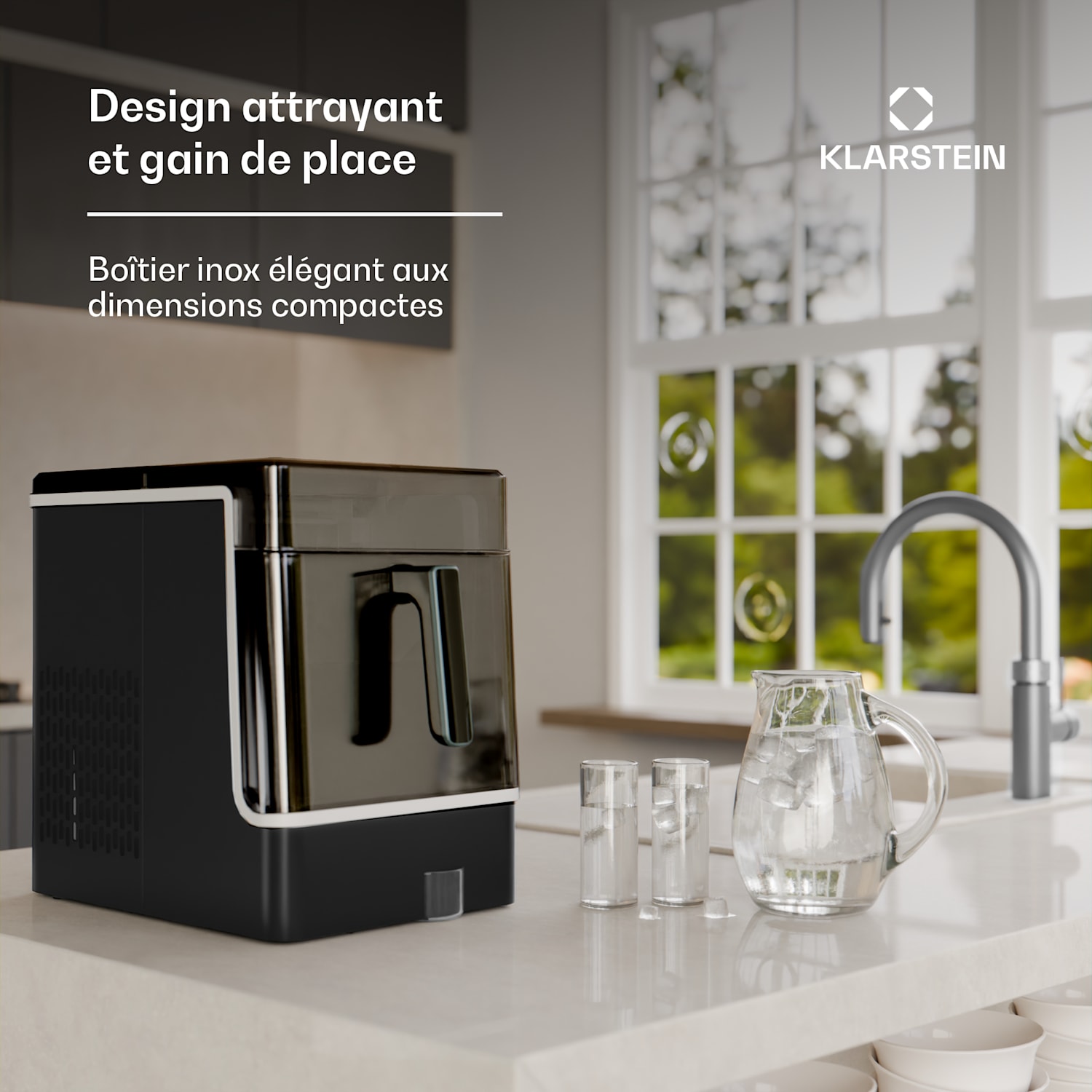 Machine à glaçons Ice Lux | Acier inoxydable | 23kg/24h | Auto-nettoyante Noir