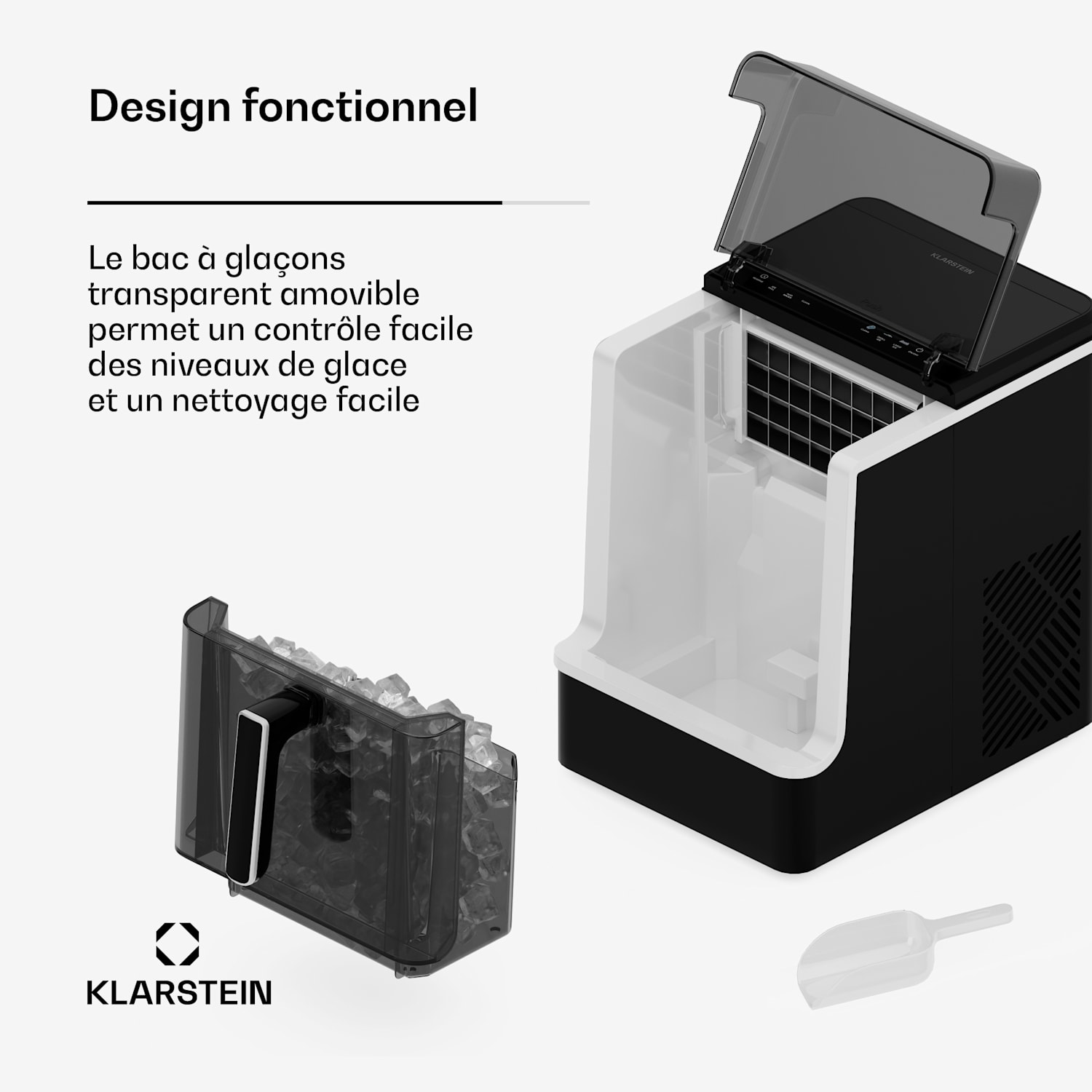 Machine à glaçons Ice Lux | Acier inoxydable | 23kg/24h | Auto-nettoyante Noir